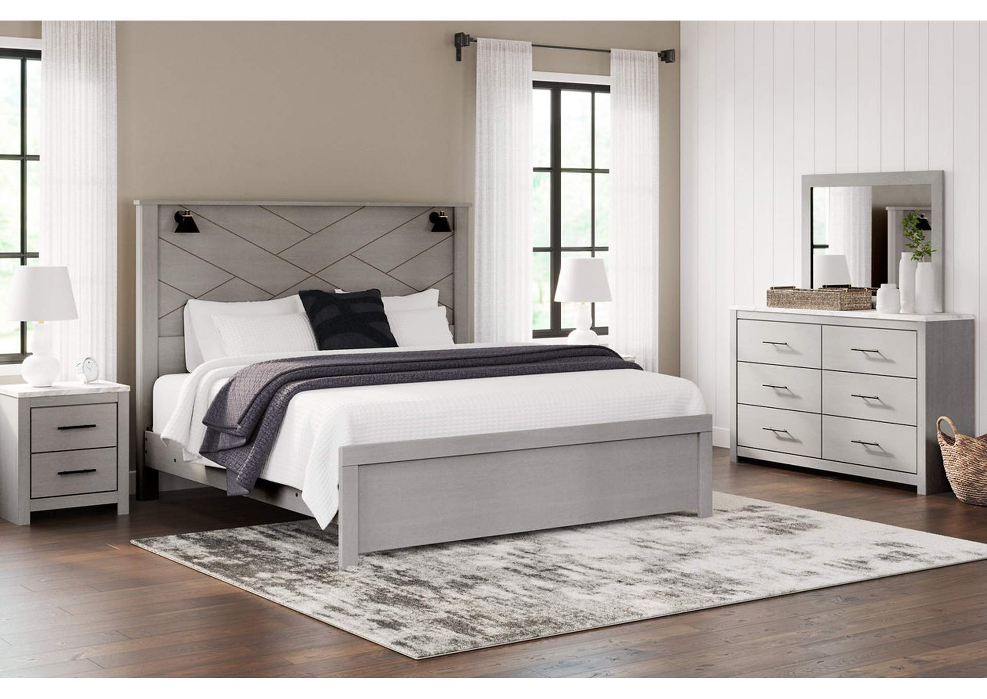 Cottonburg King Panel Bed with Dresser and 2 Nightstands