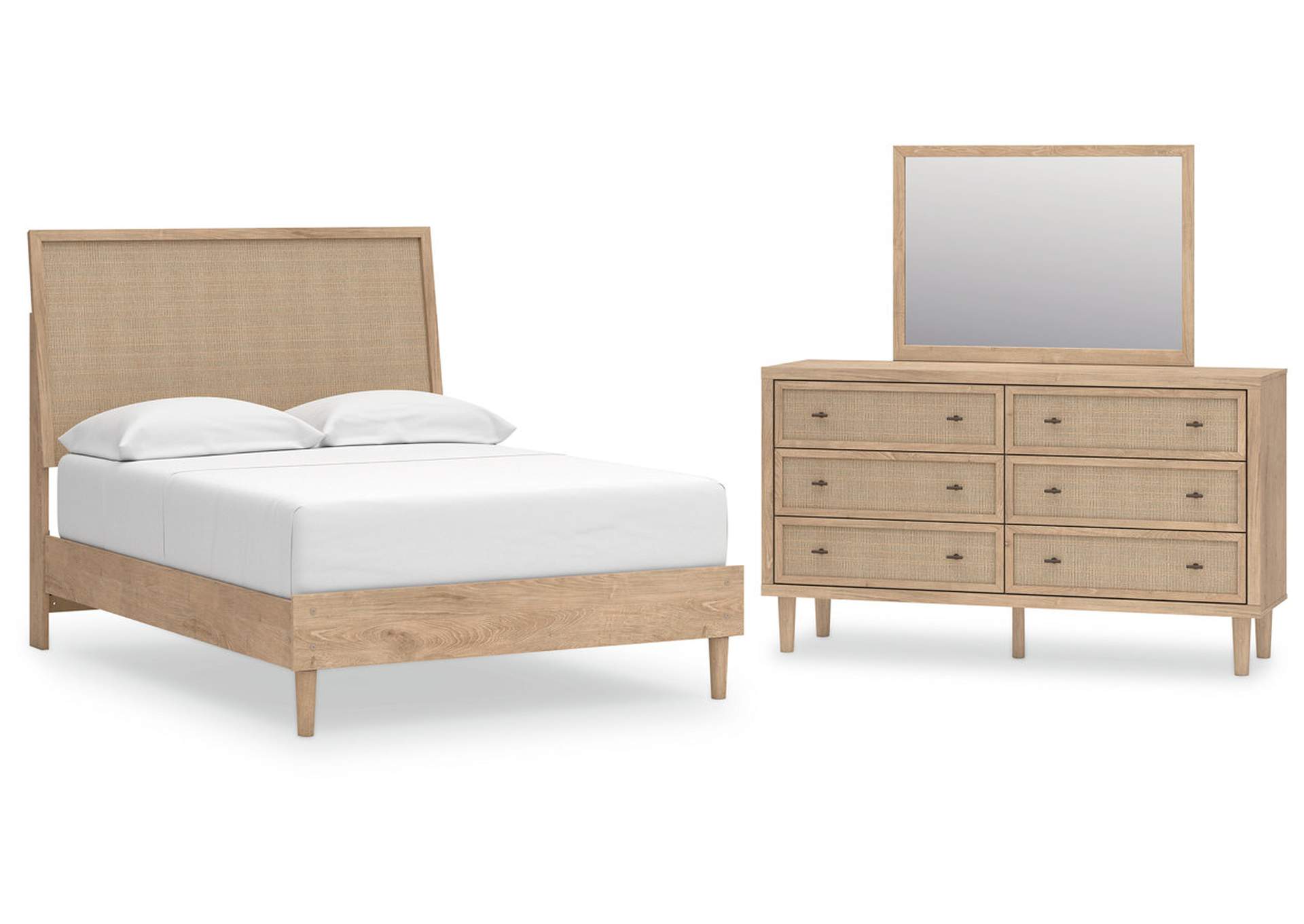 Cielden Full Panel Bed with Mirrored Dresser image 1