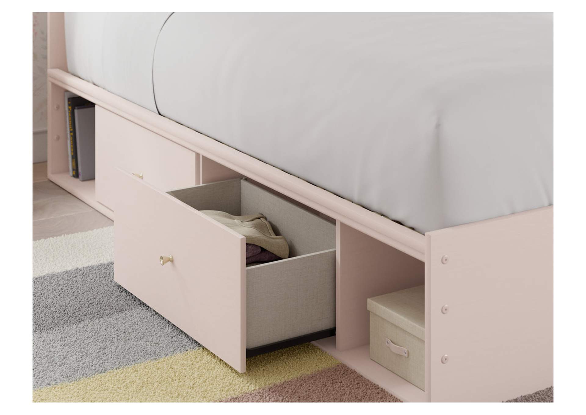 Wistenpine Twin Upholstered Panel Bed with Storage
