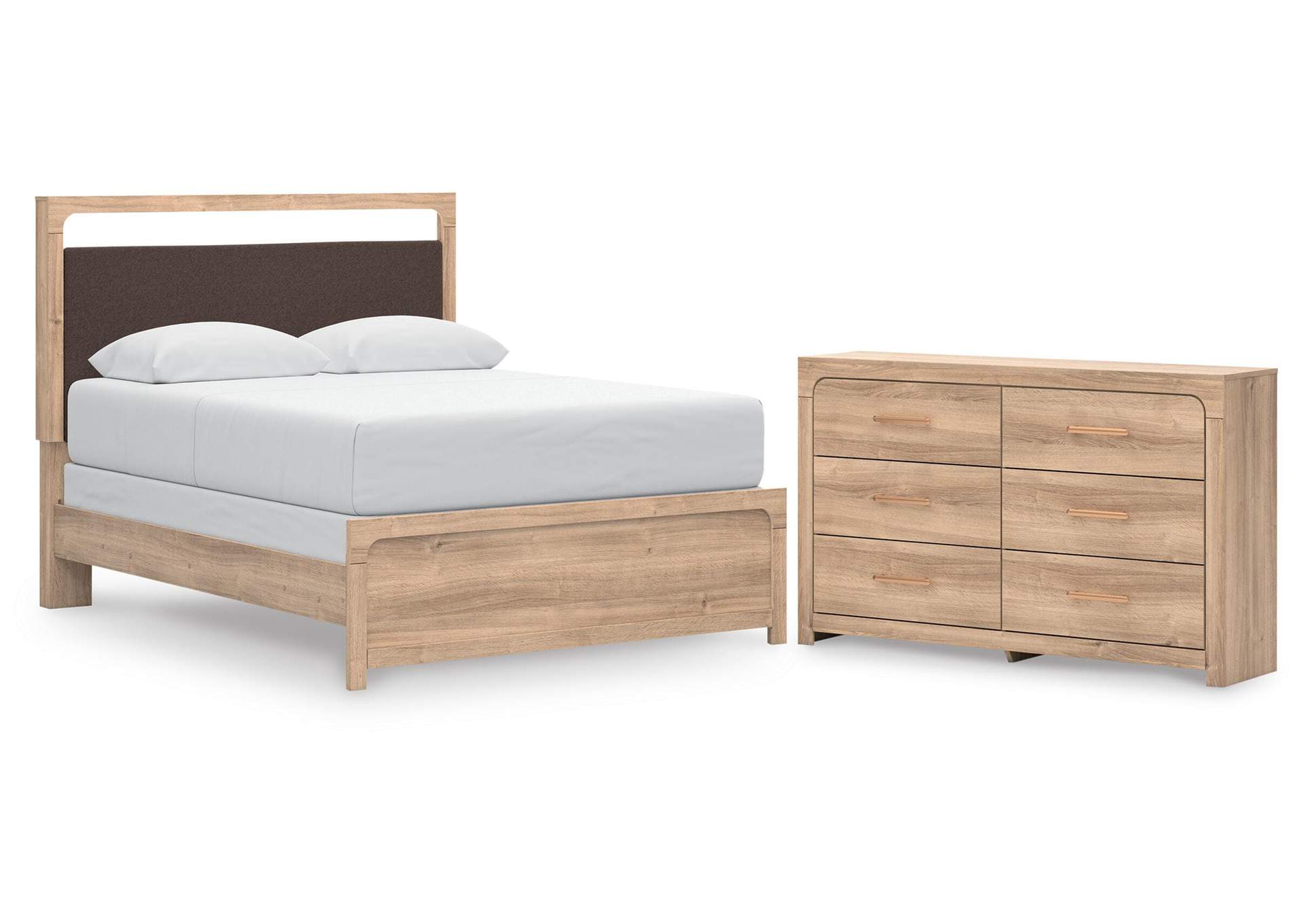 Hollymount Queen Upholstered Panel Bed and Dresser image 1