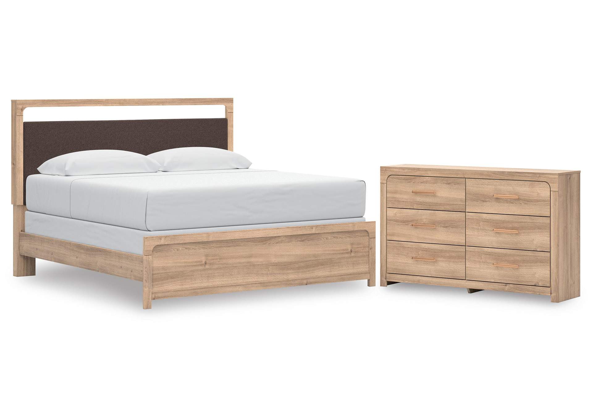 Hollymount King Upholstered Panel Bed and Dresser image 1