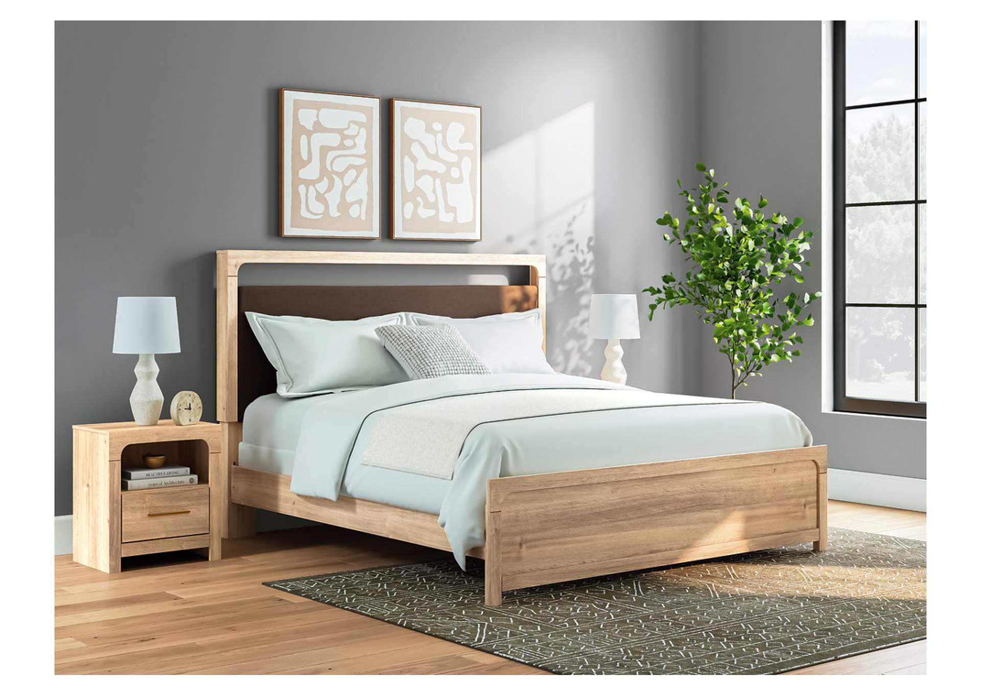 Hollymount King Upholstered Panel Bed, Dresser and Mirror image 16