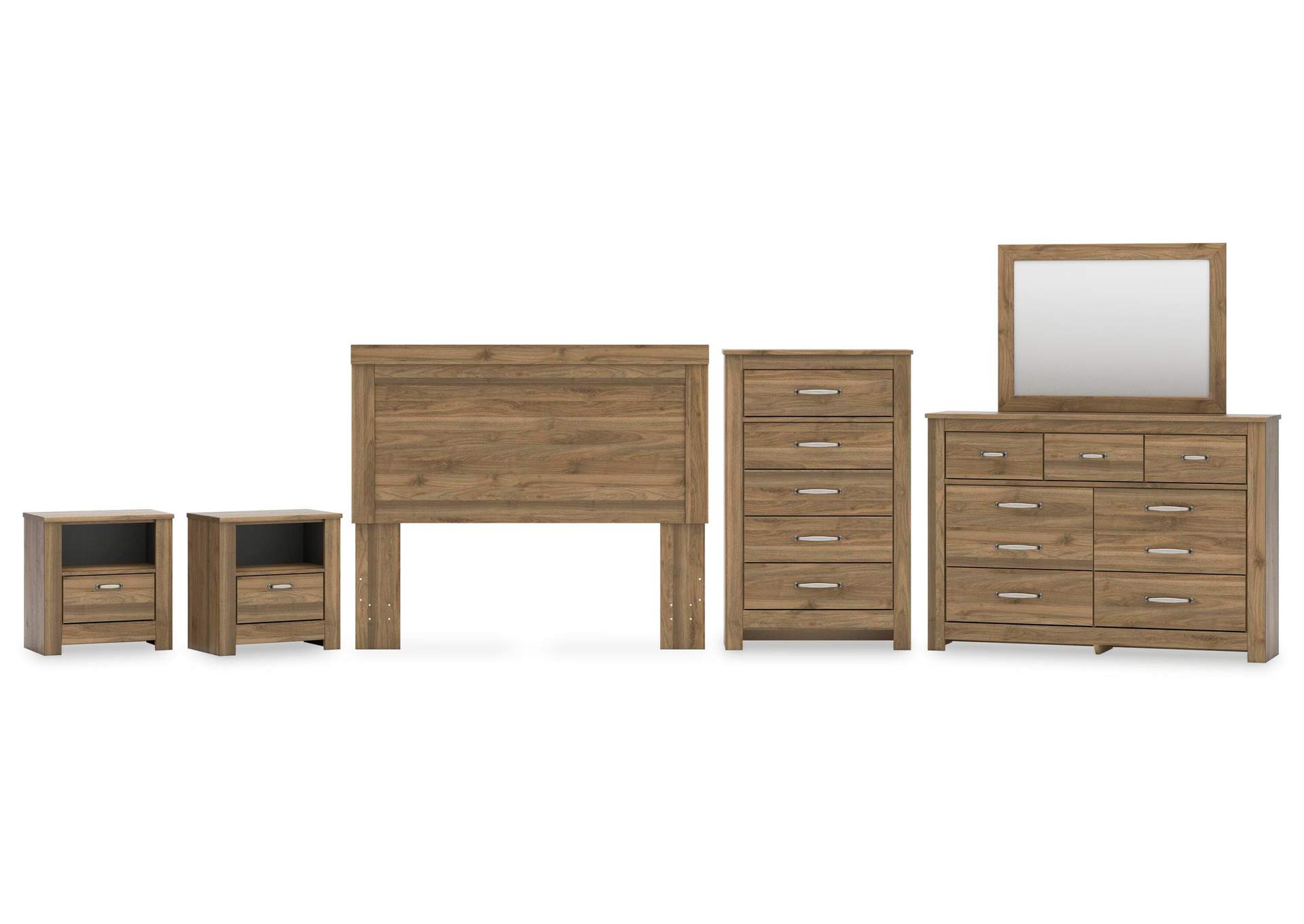 Zanbrook Queen Panel Headboard, Dresser, Mirror, Chest and 2 Nightstands image 1