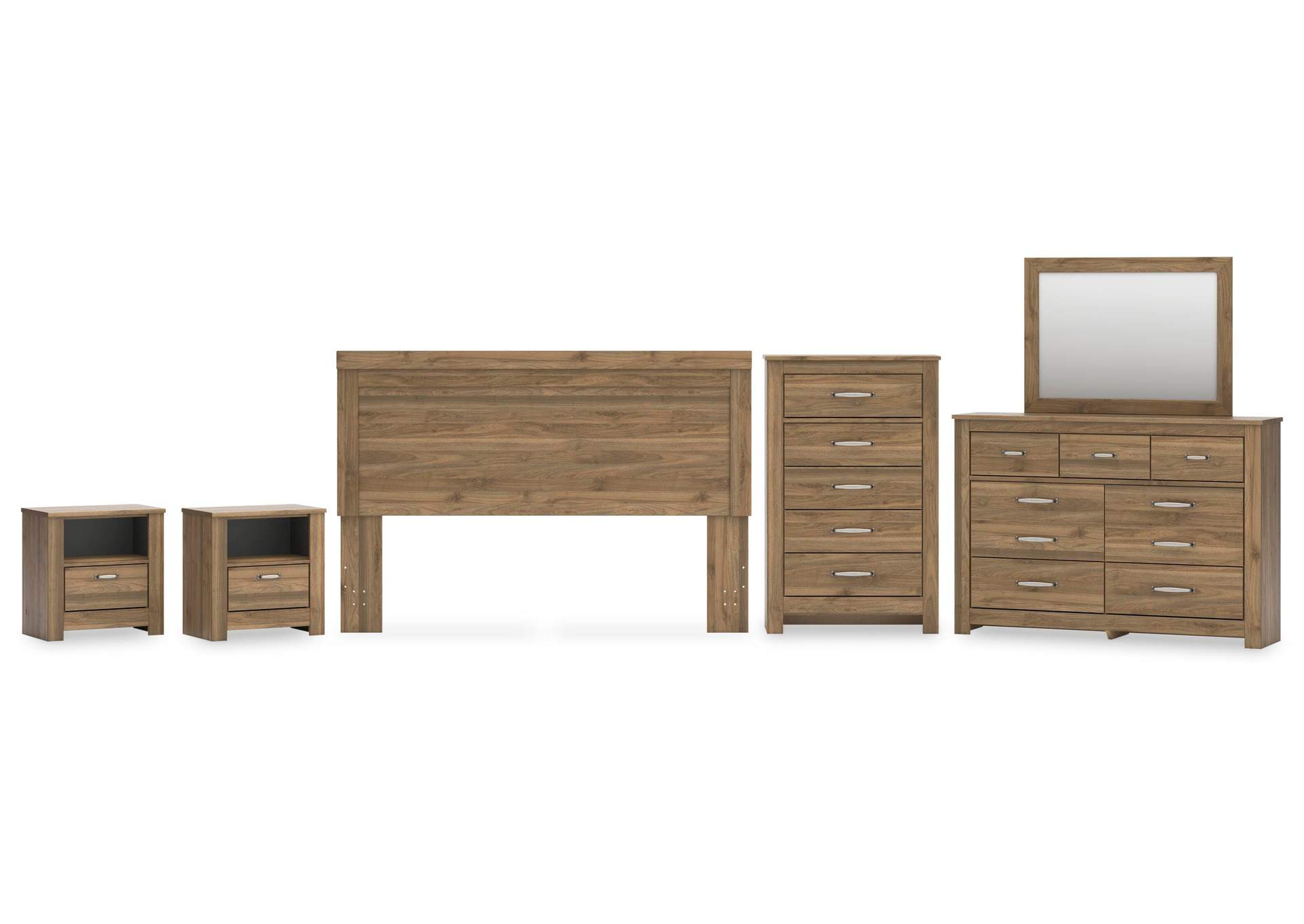 Zanbrook King Panel Headboard, Dresser, Mirror, Chest and 2 Nightstands image 1