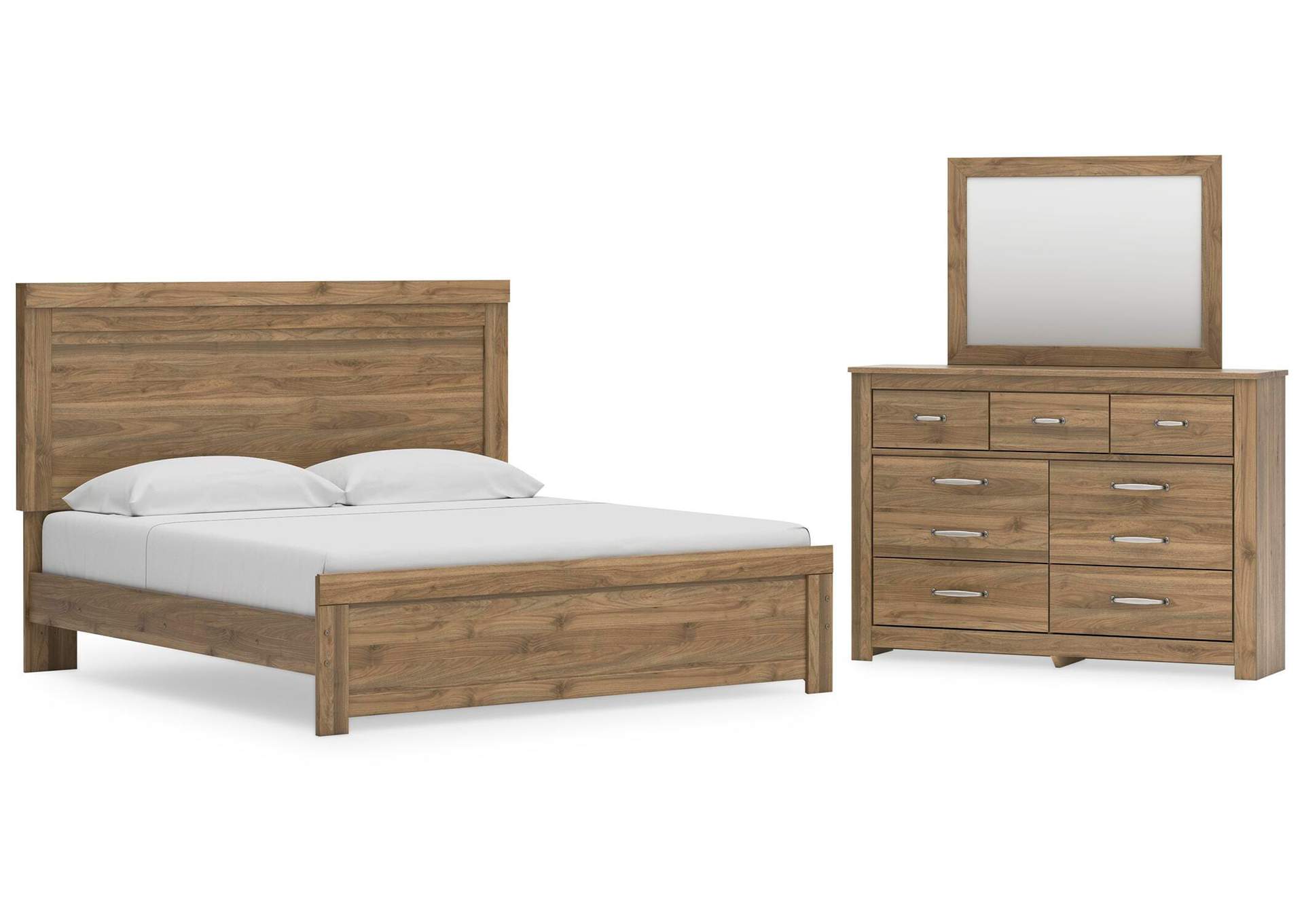 Zanbrook King Panel Bed with Mirrored Dresser