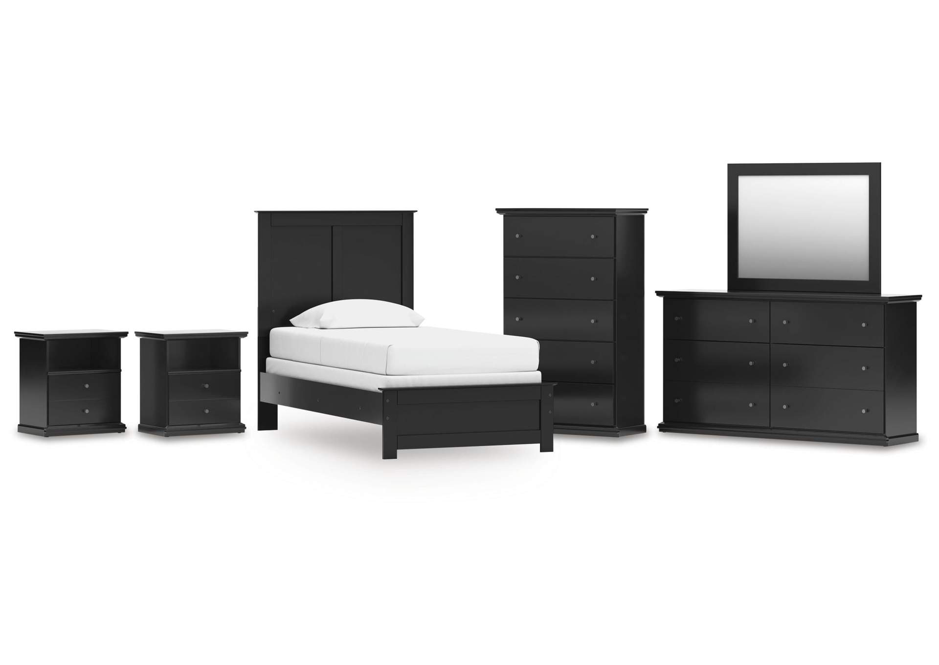 Maribel Twin Panel Bed, Dresser, Mirror, Chest and 2 Nightstands image 1