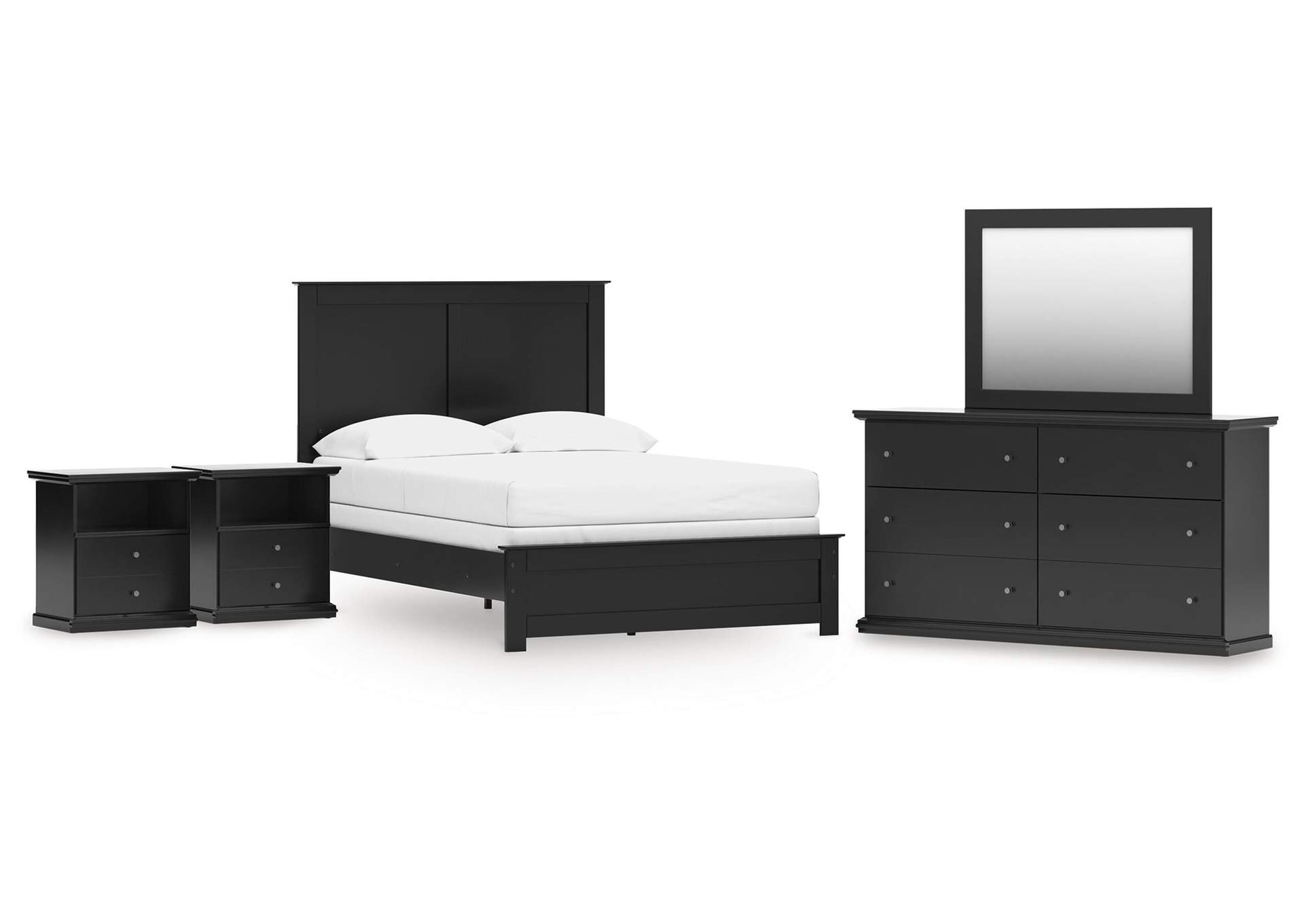 Maribel Full Panel Bed, Dresser, Mirror and 2 Nightstands image 1