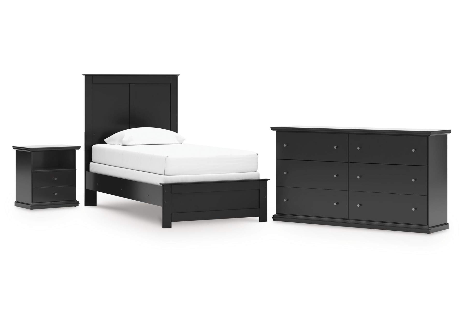 Maribel Twin Panel Bed, Dresser and Nightstand image 1