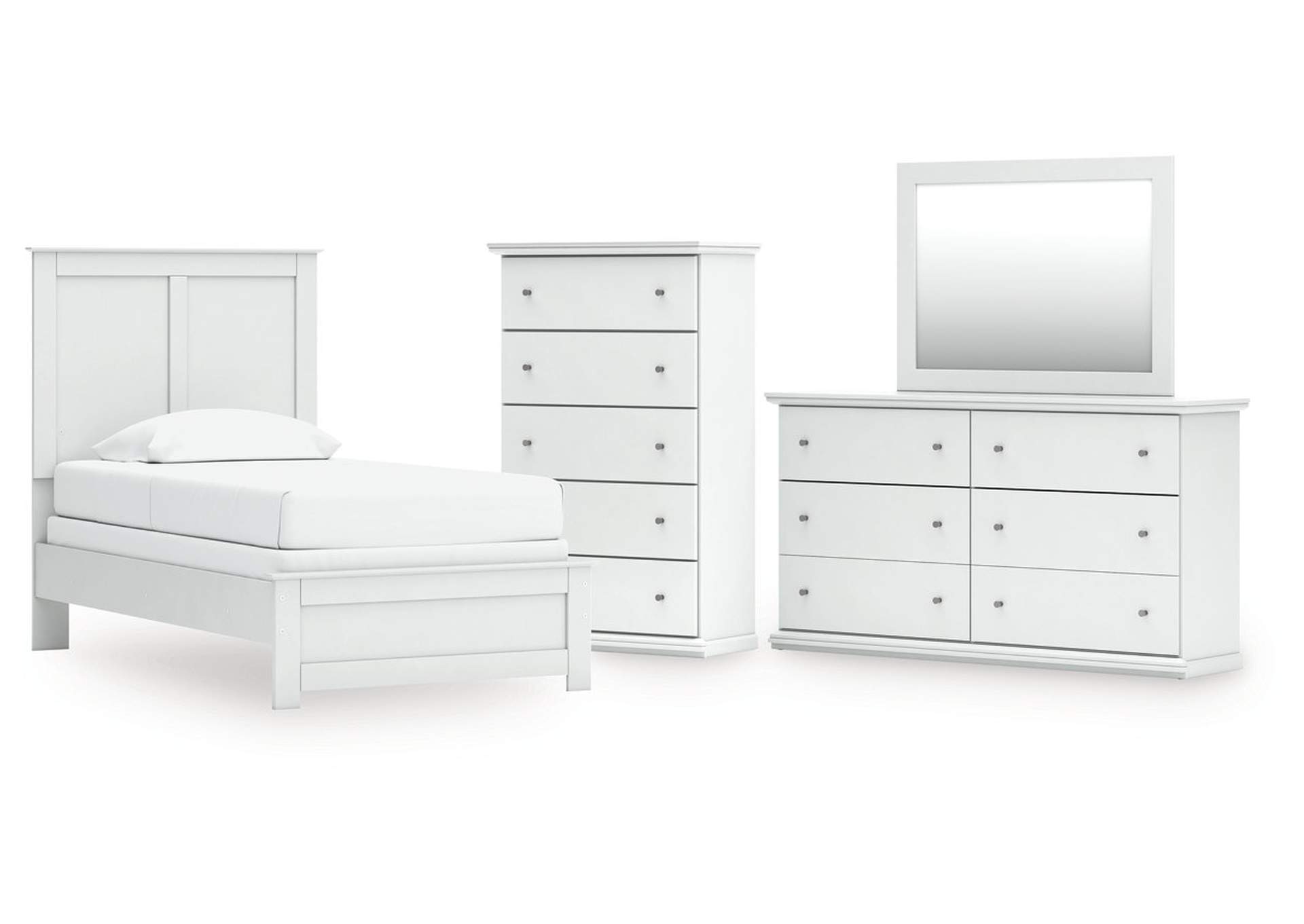 Bostwick Shoals Twin Panel Bed with Mirrored Dresser and Chest image 1