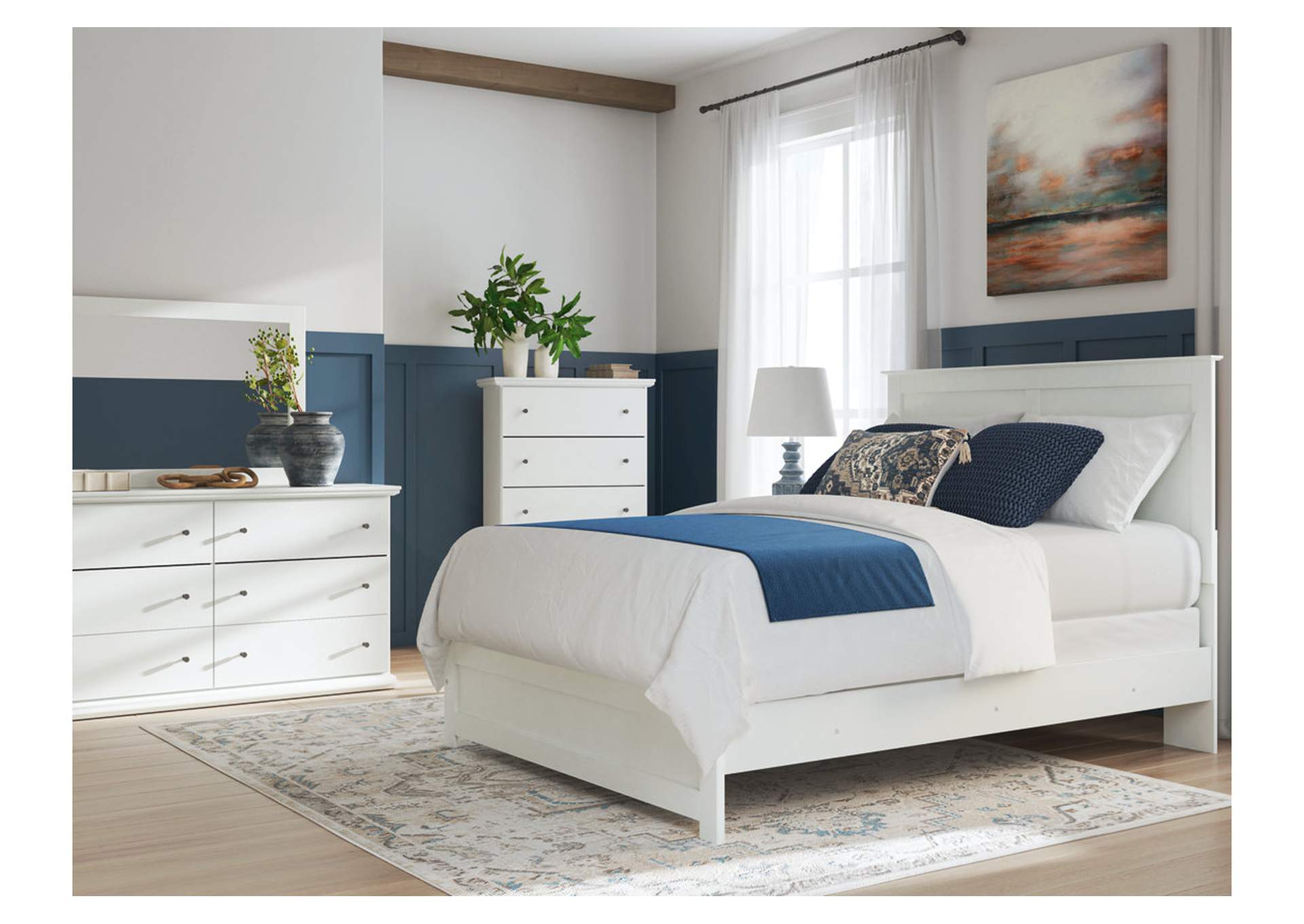 Bostwick Shoals Queen Panel Bed with Mirrored Dresser and Chest image 7