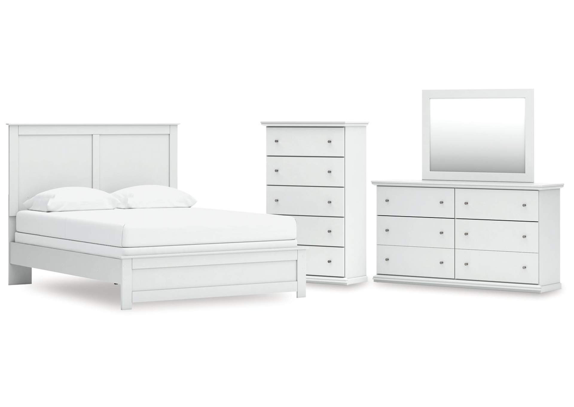 Bostwick Shoals Queen Panel Bed with Mirrored Dresser and Chest image 1