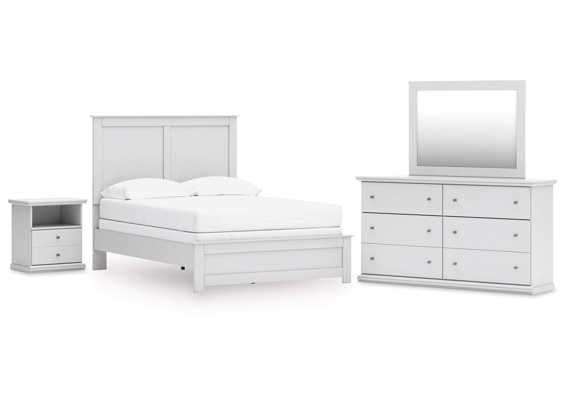 Bostwick Shoals Full Panel Bed with Mirrored Dresser and Nightstand