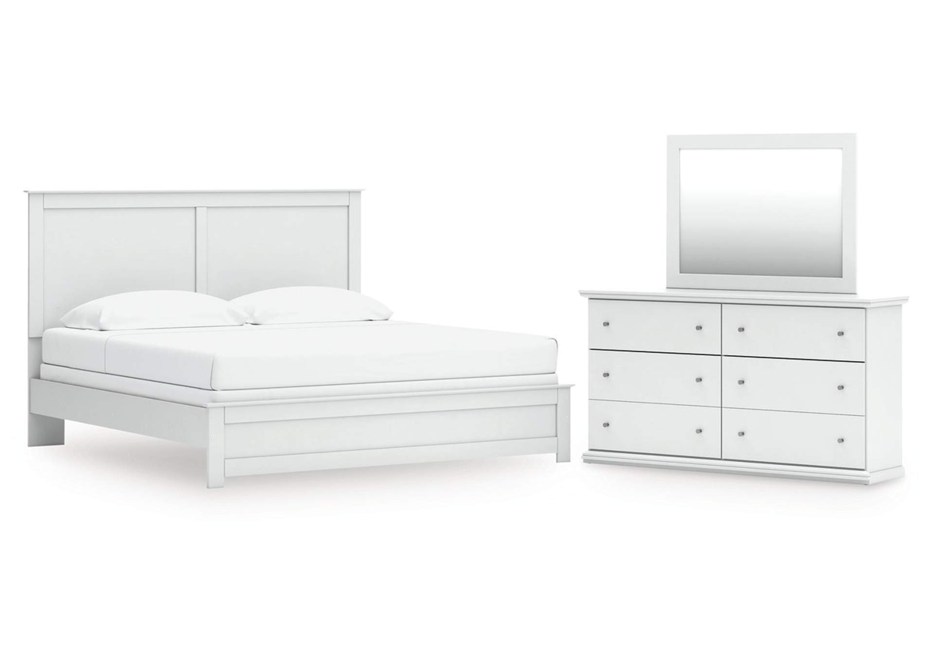 Bostwick Shoals King Panel Bed with Mirrored Dresser
