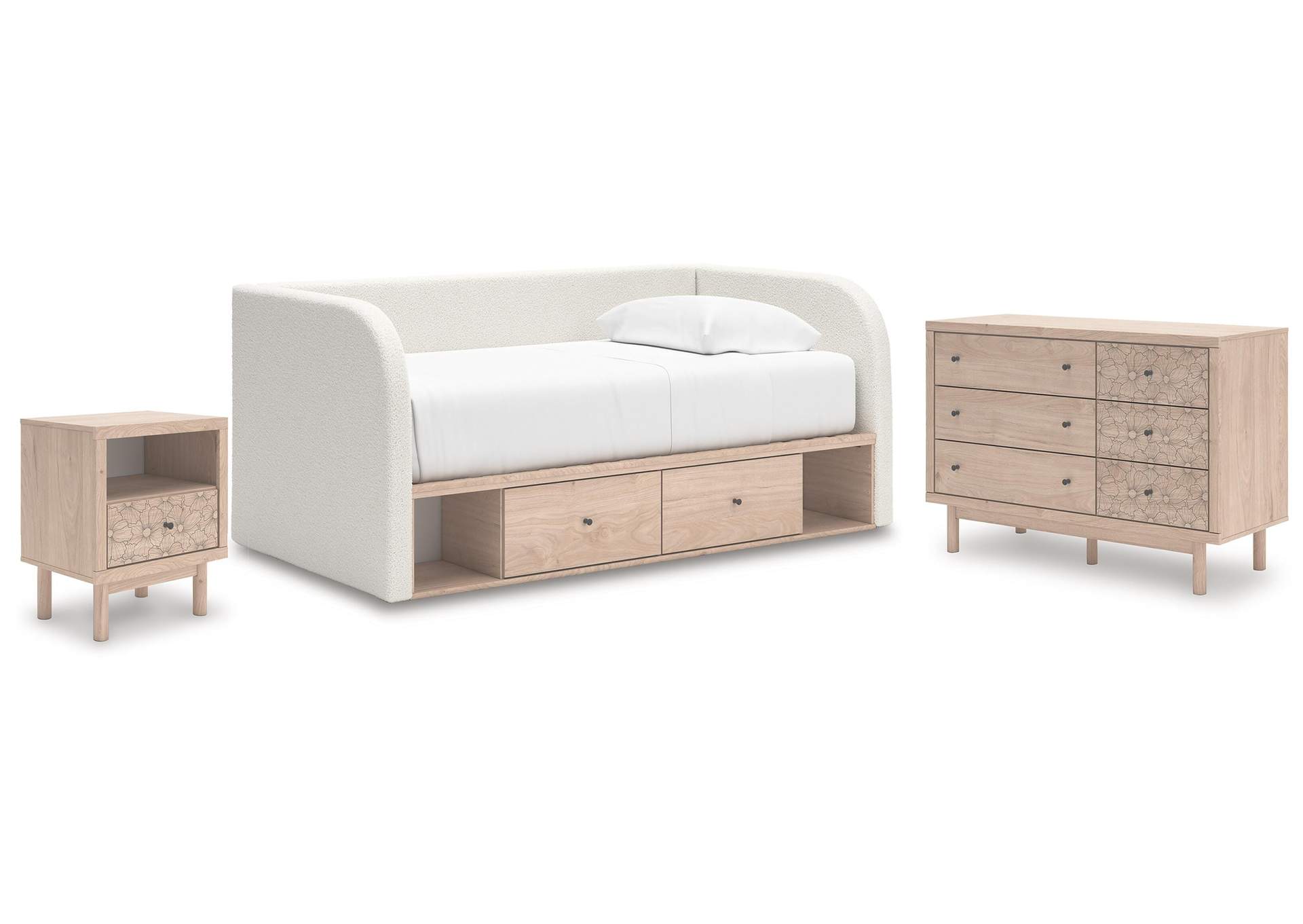 Arloster Twin Day Bed with Storage, Dresser and Nightstand image 1