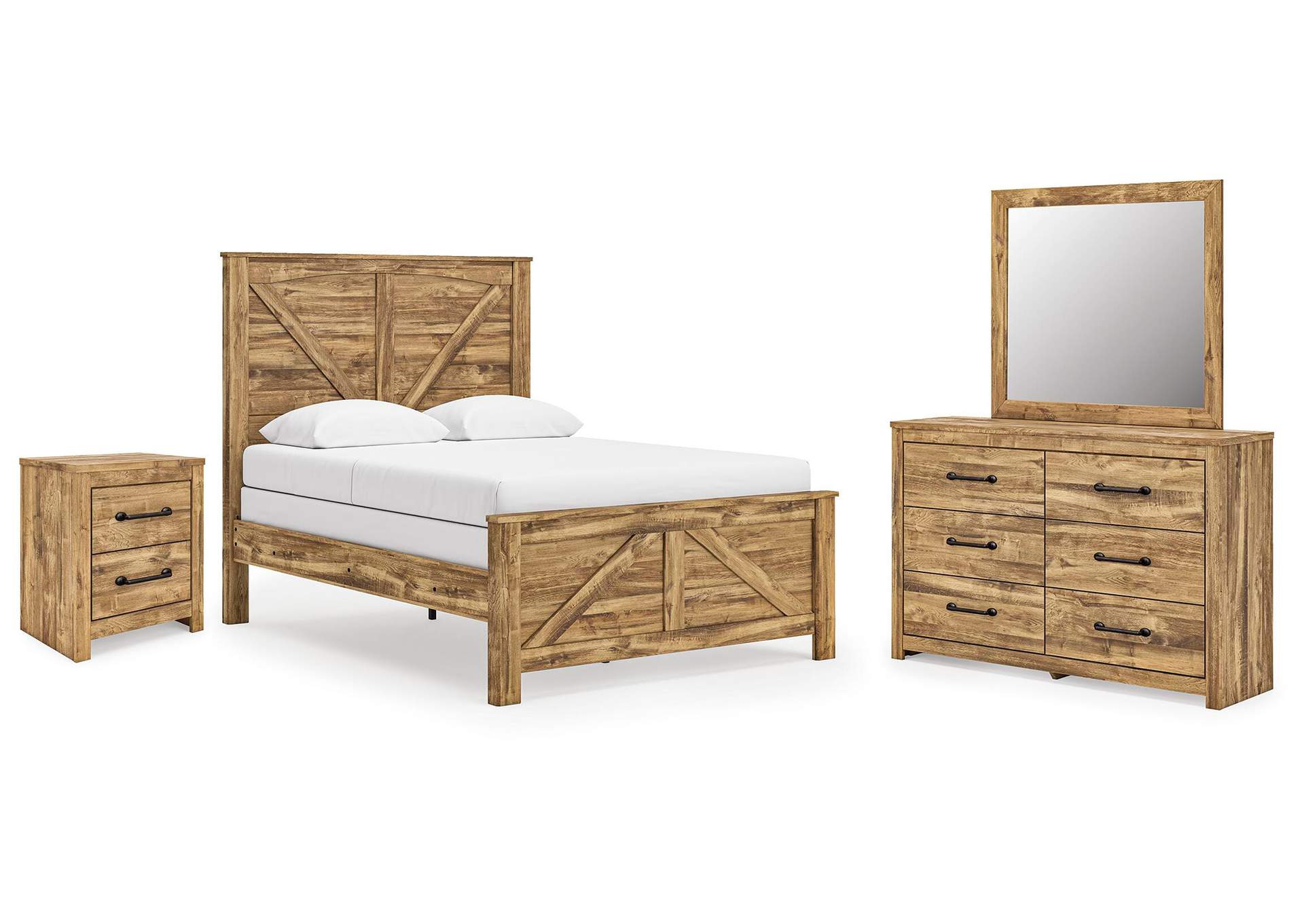 Maystonna Queen Crossbuck Panel Bed, Dresser, Mirror and Nightstand image 1
