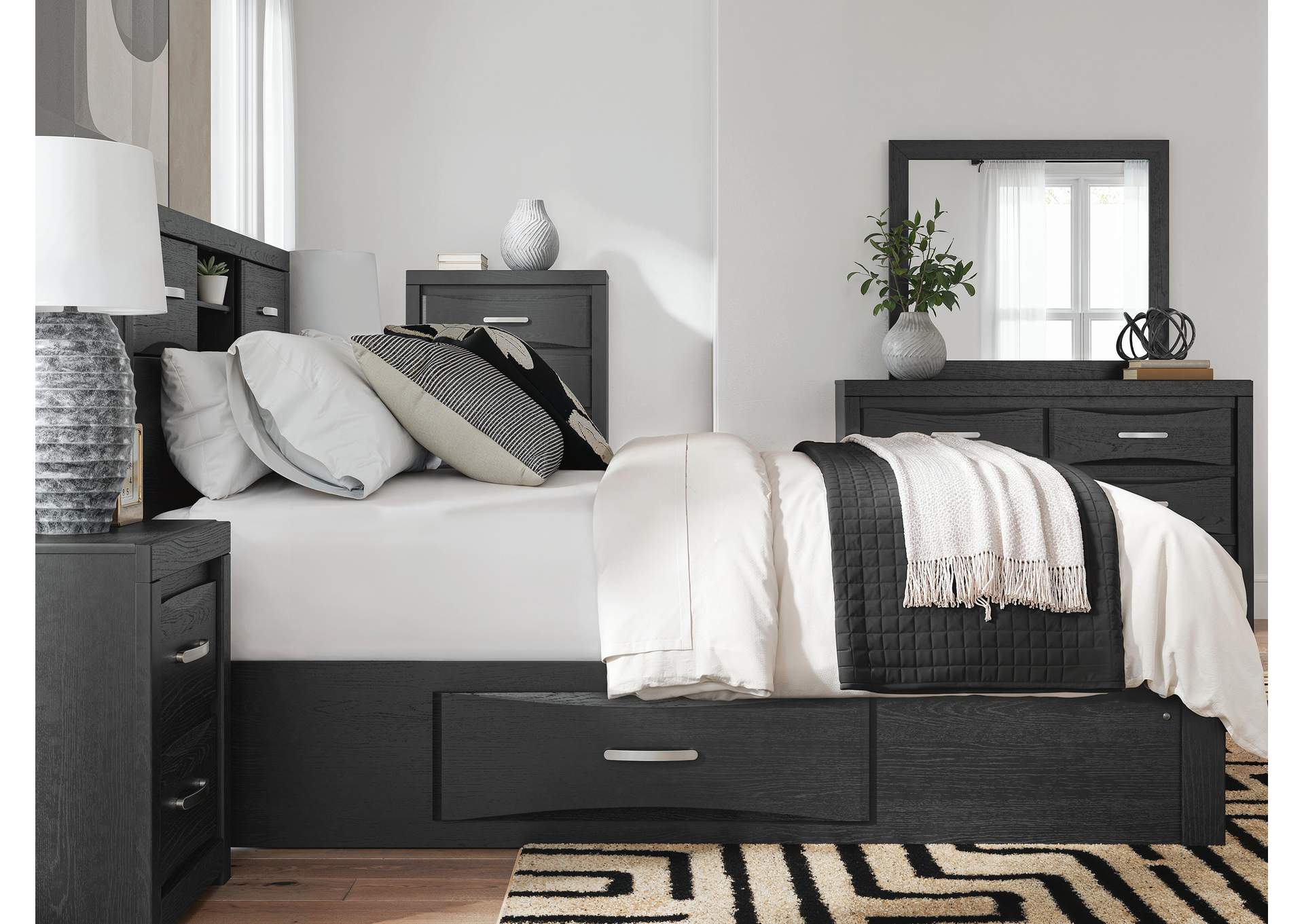 Stabotta Queen Bookcase Bed with Storage image 9