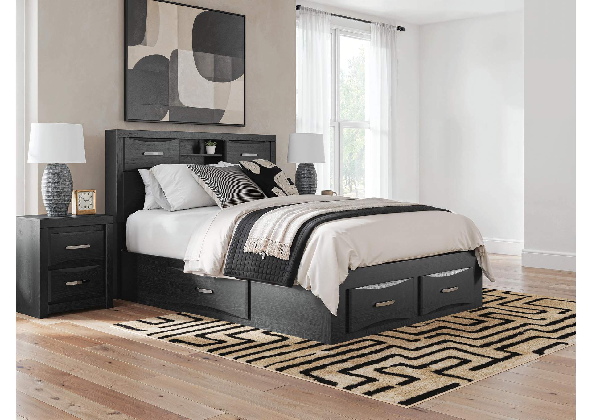 Stabotta Queen Bookcase Bed with Storage image 3