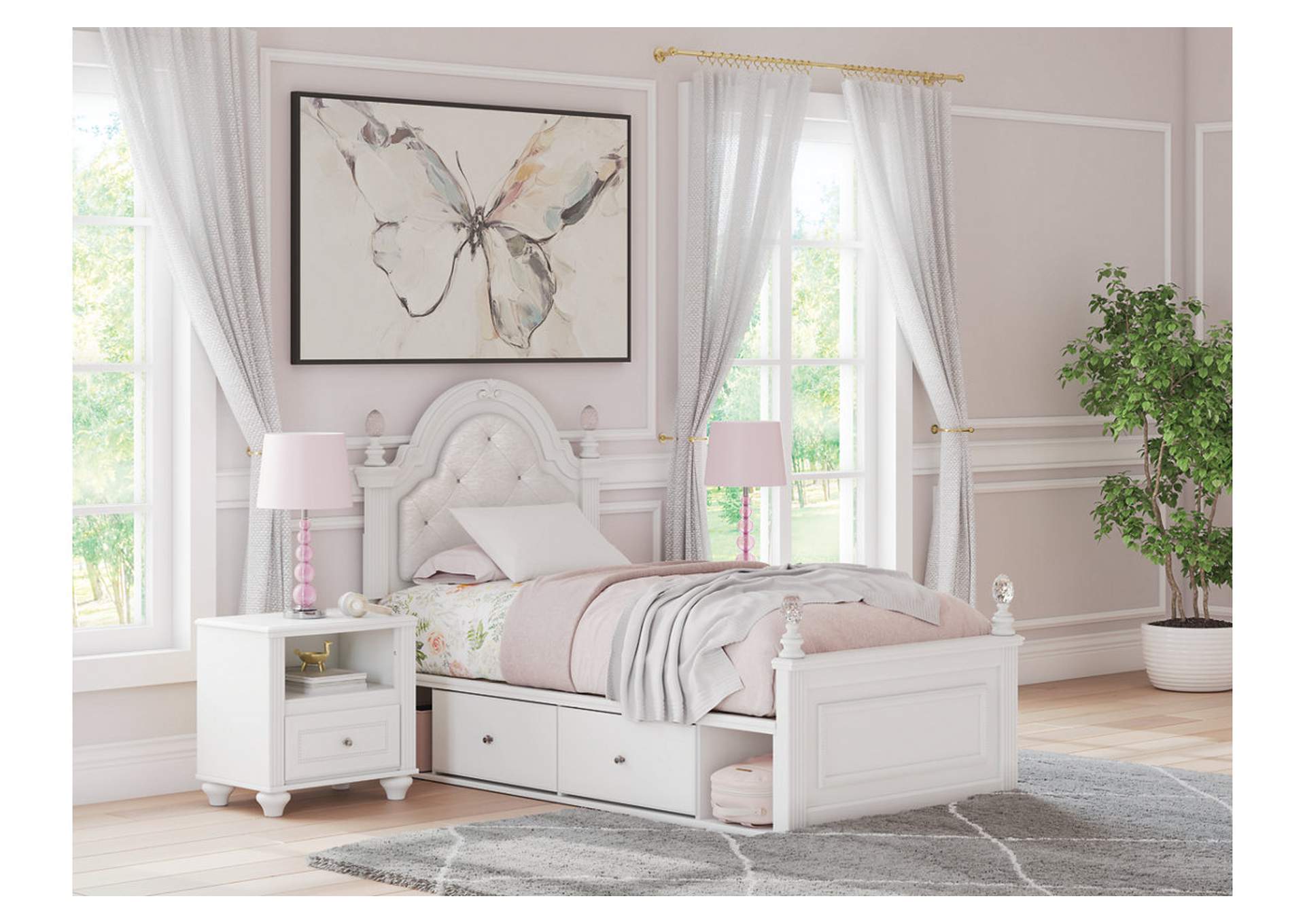 Kozlani Twin Upholstered Panel Storage Bed image 2