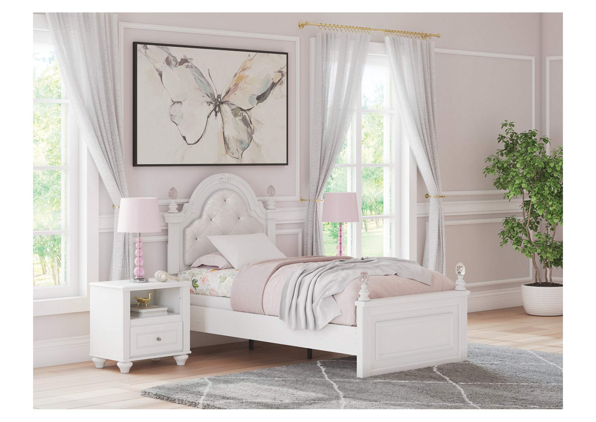 Kozlani Twin Upholstered Panel Bed image 2