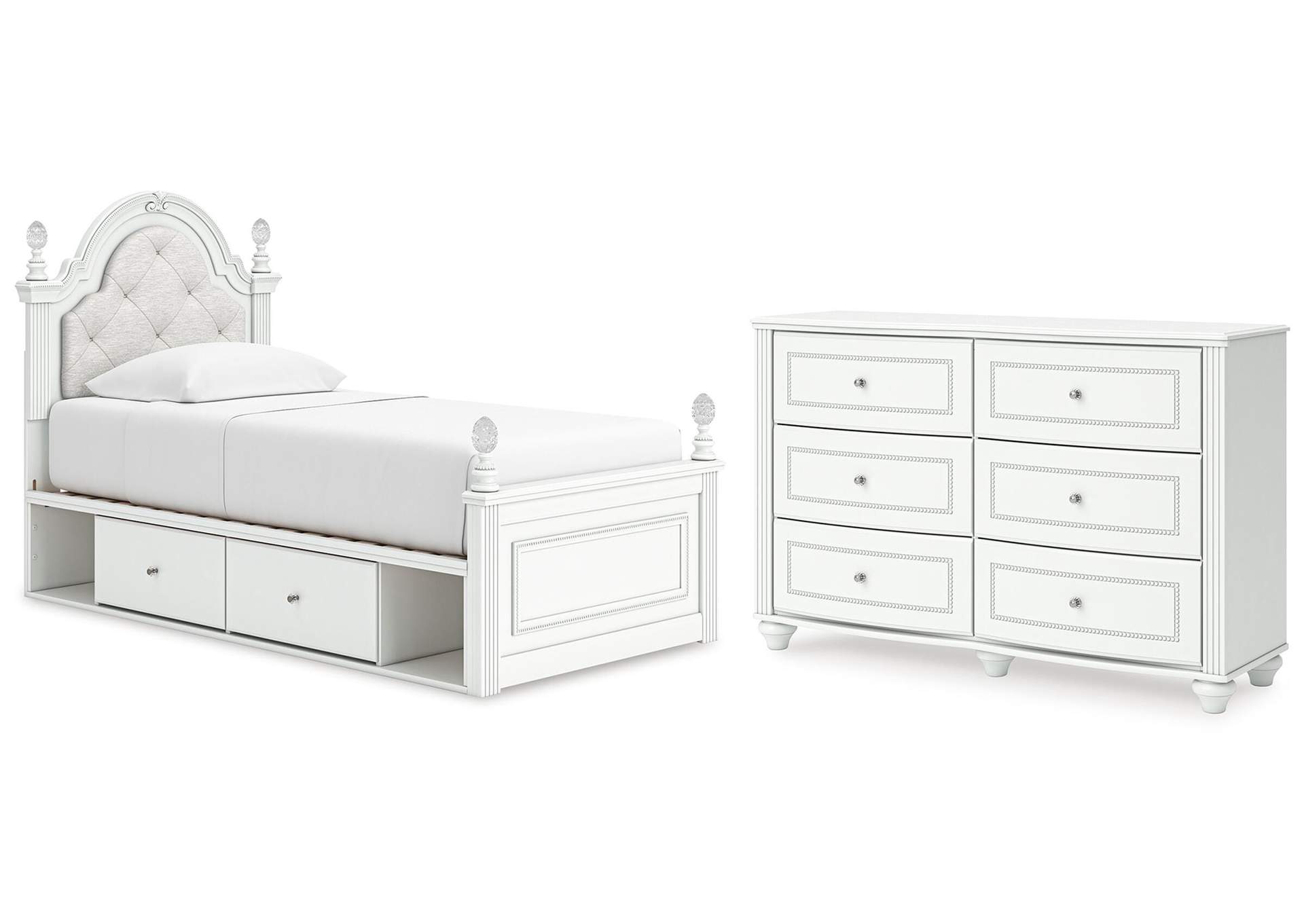 Maylilly Twin Upholstered Panel Storage Bed and Dresser image 1