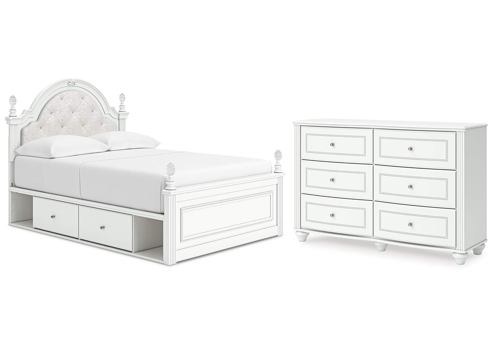 Maylilly Full Upholstered Panel Storage Bed and Dresser image 1
