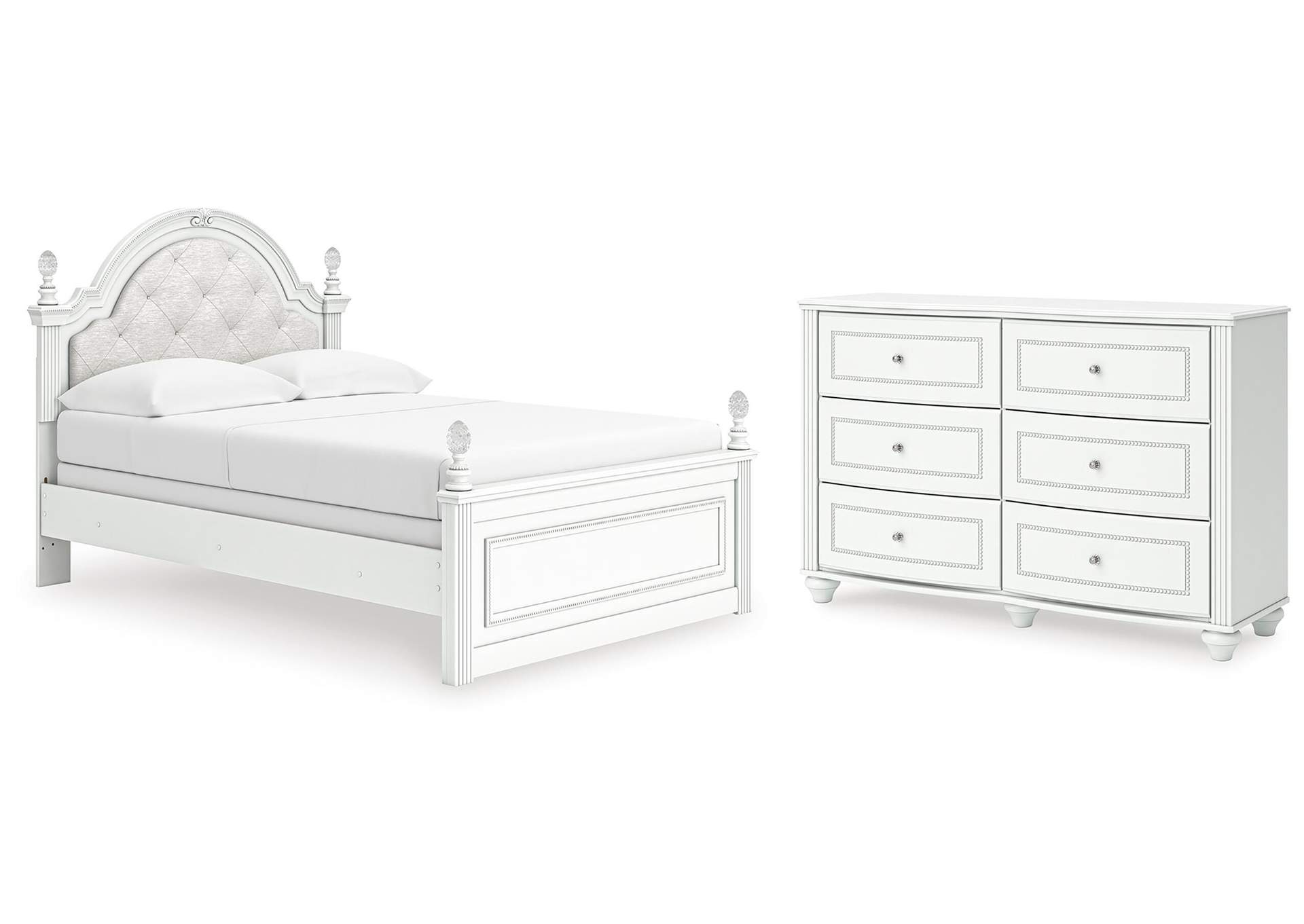 Maylilly Full Upholstered Panel Bed and Dresser image 1