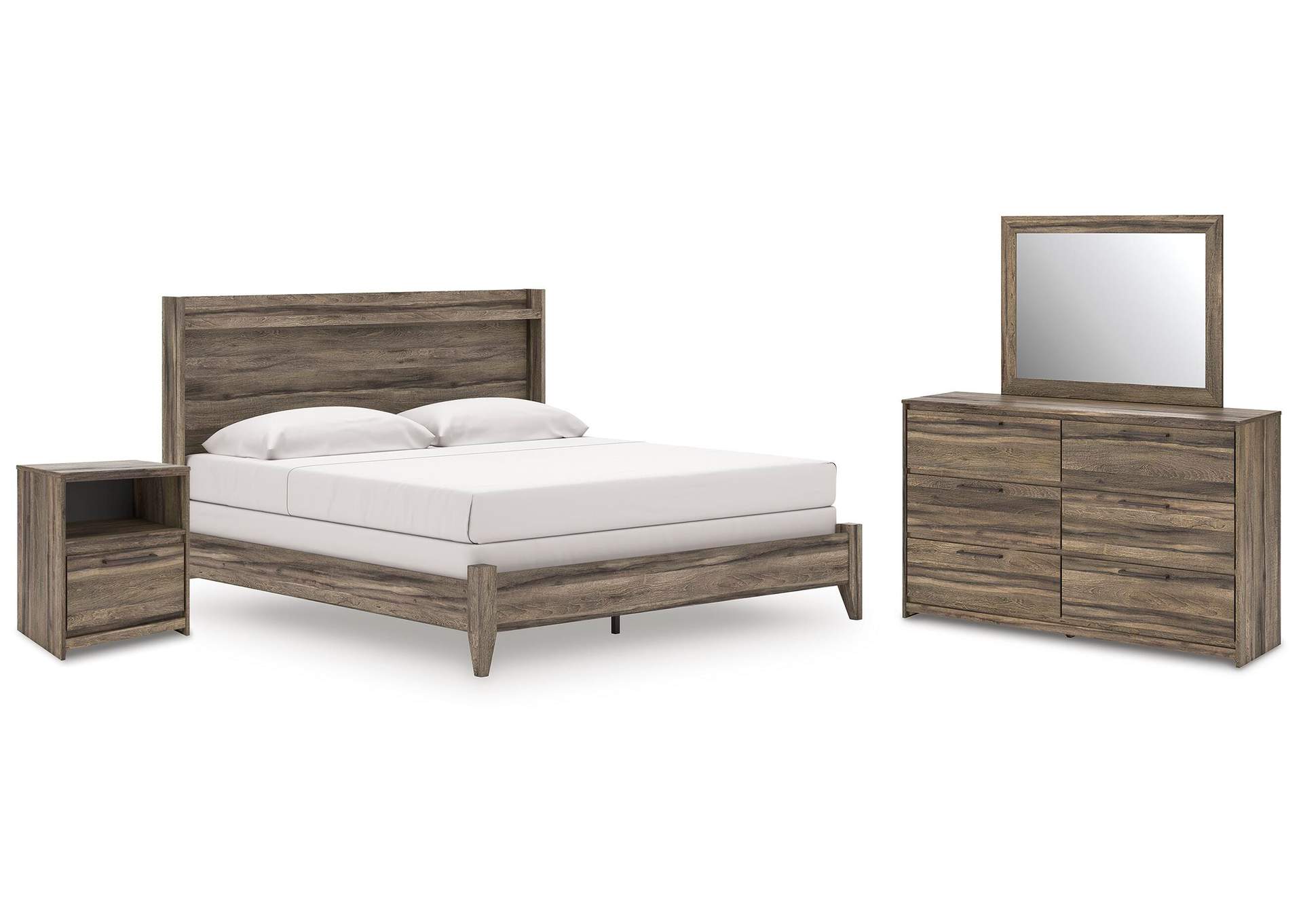 Elbrim King Panel Bed, Dresser, Mirror and Nightstand image 1