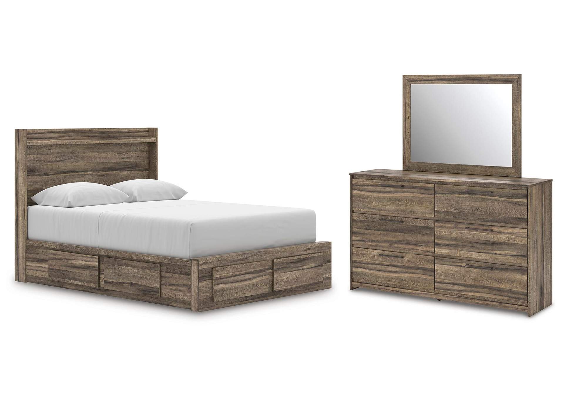Elbrim Queen Panel Storage Bed, Dresser and Mirror image 1