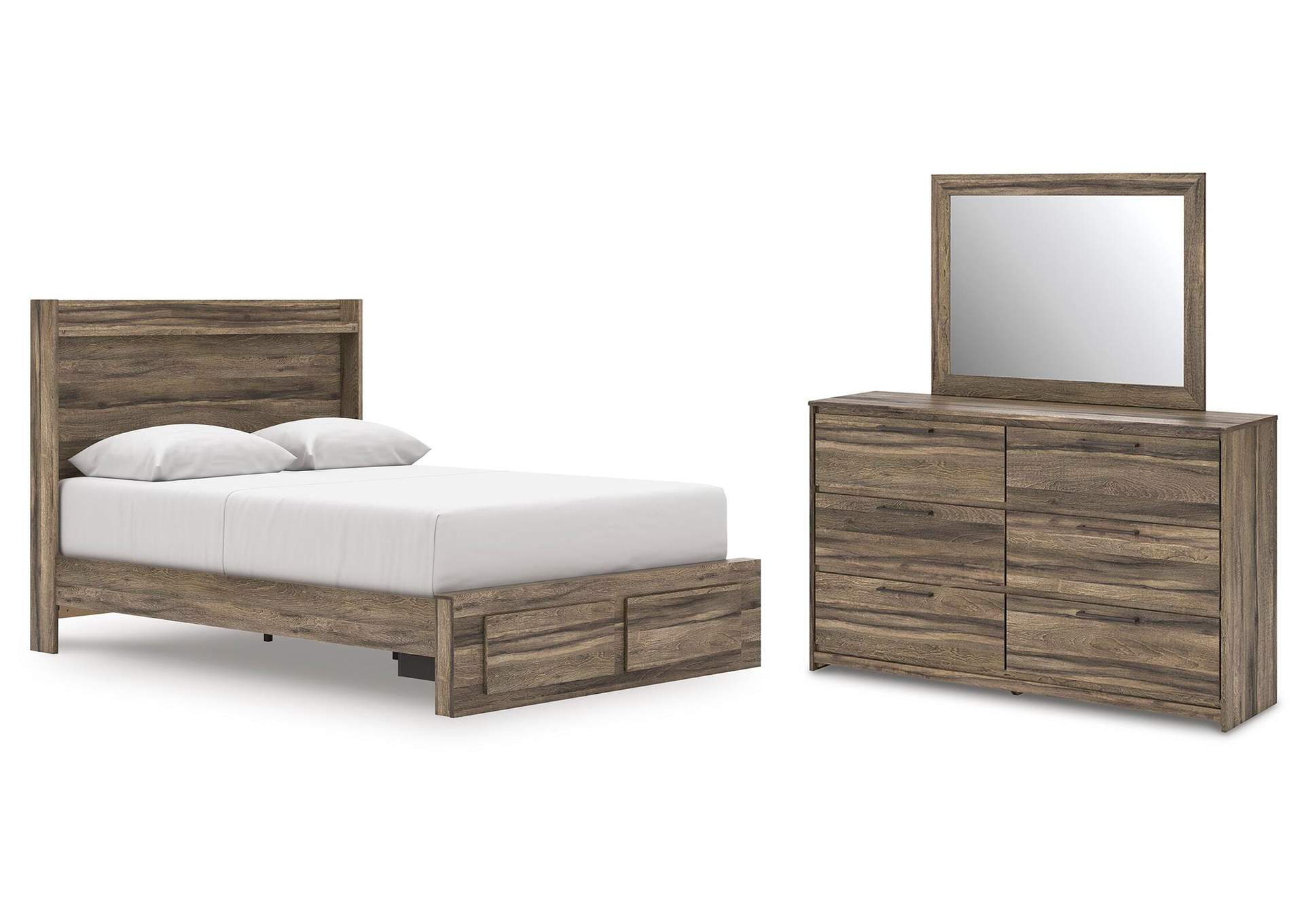 Elbrim Queen Panel Storage Bed, Dresser and Mirror image 1