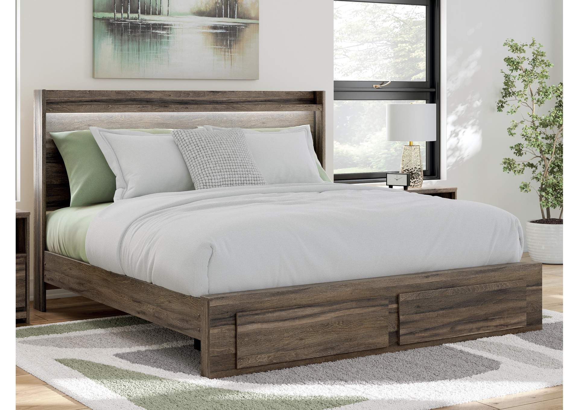 Elbrim King Panel Storage Bed, Dresser and Nightstand image 3