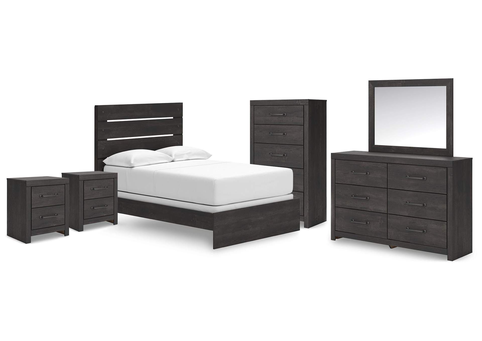 Delmorta Full Panel Bed, Dresser, Mirror, Chest and 2 Nightstands image 1