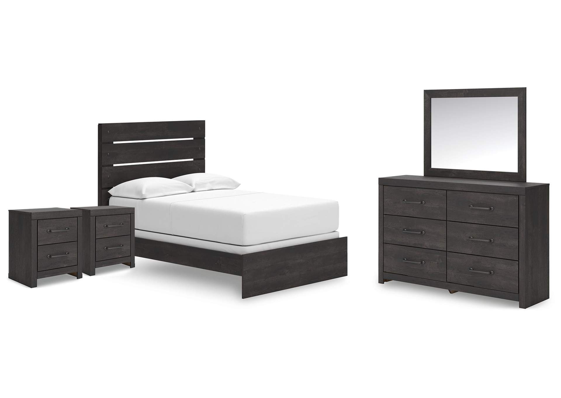 Delmorta Full Panel Bed, Dresser, Mirror and 2 Nightstands image 1