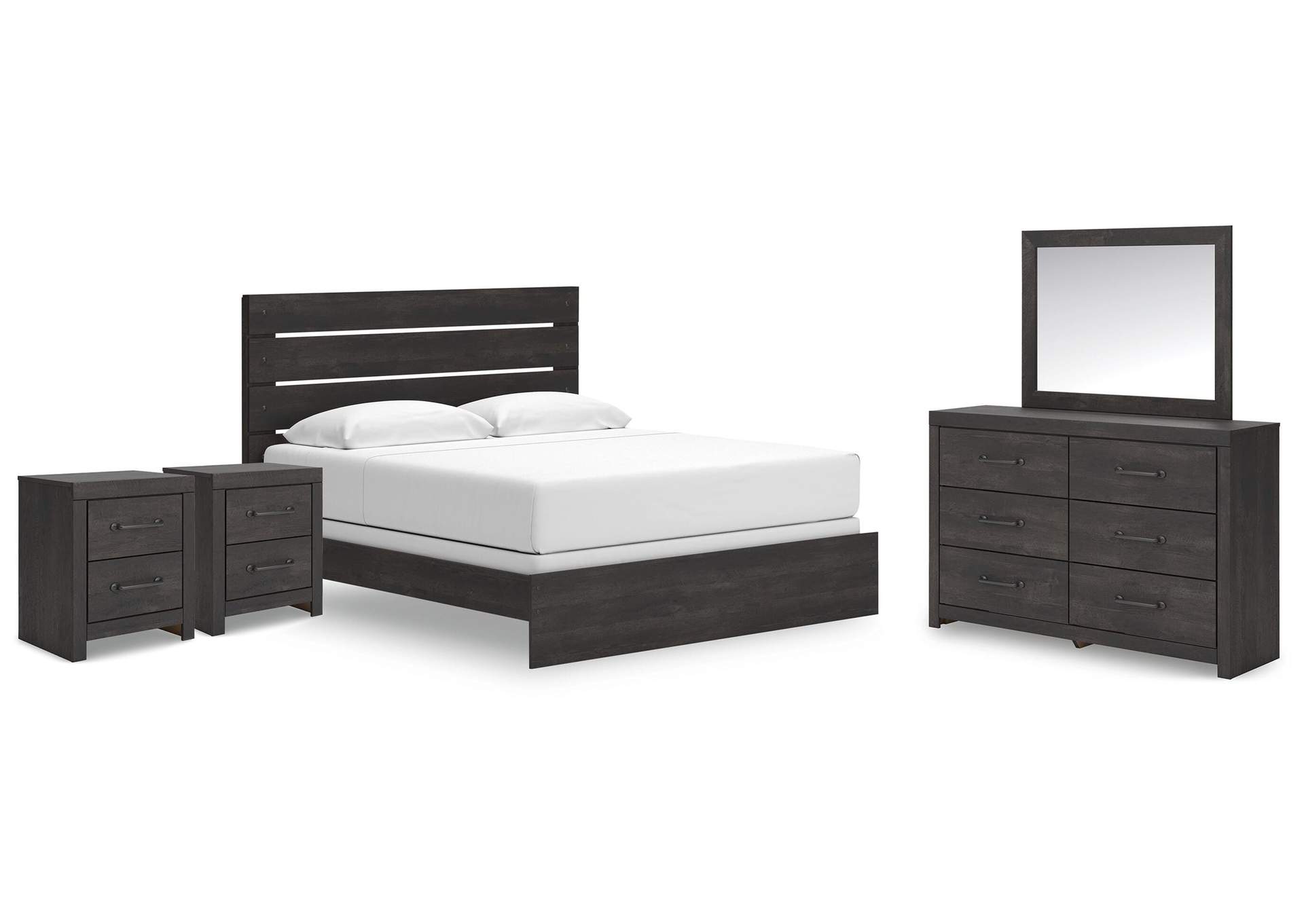Delmorta King Panel Bed, Dresser, Mirror and 2 Nightstands image 1