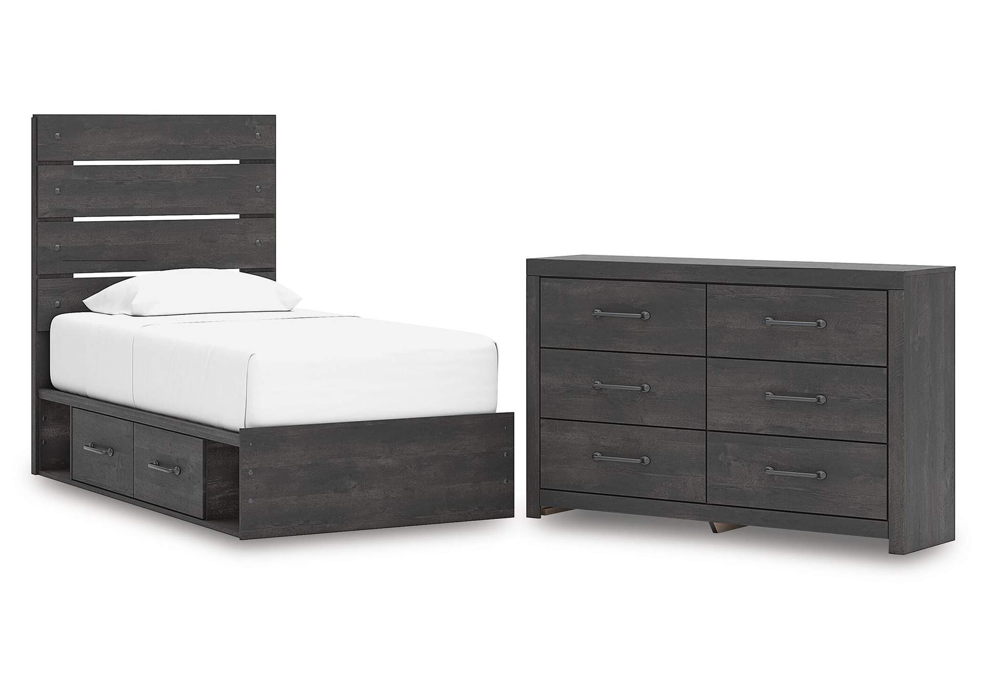 Delmorta Twin Panel Bed with Storage and Dresser image 1