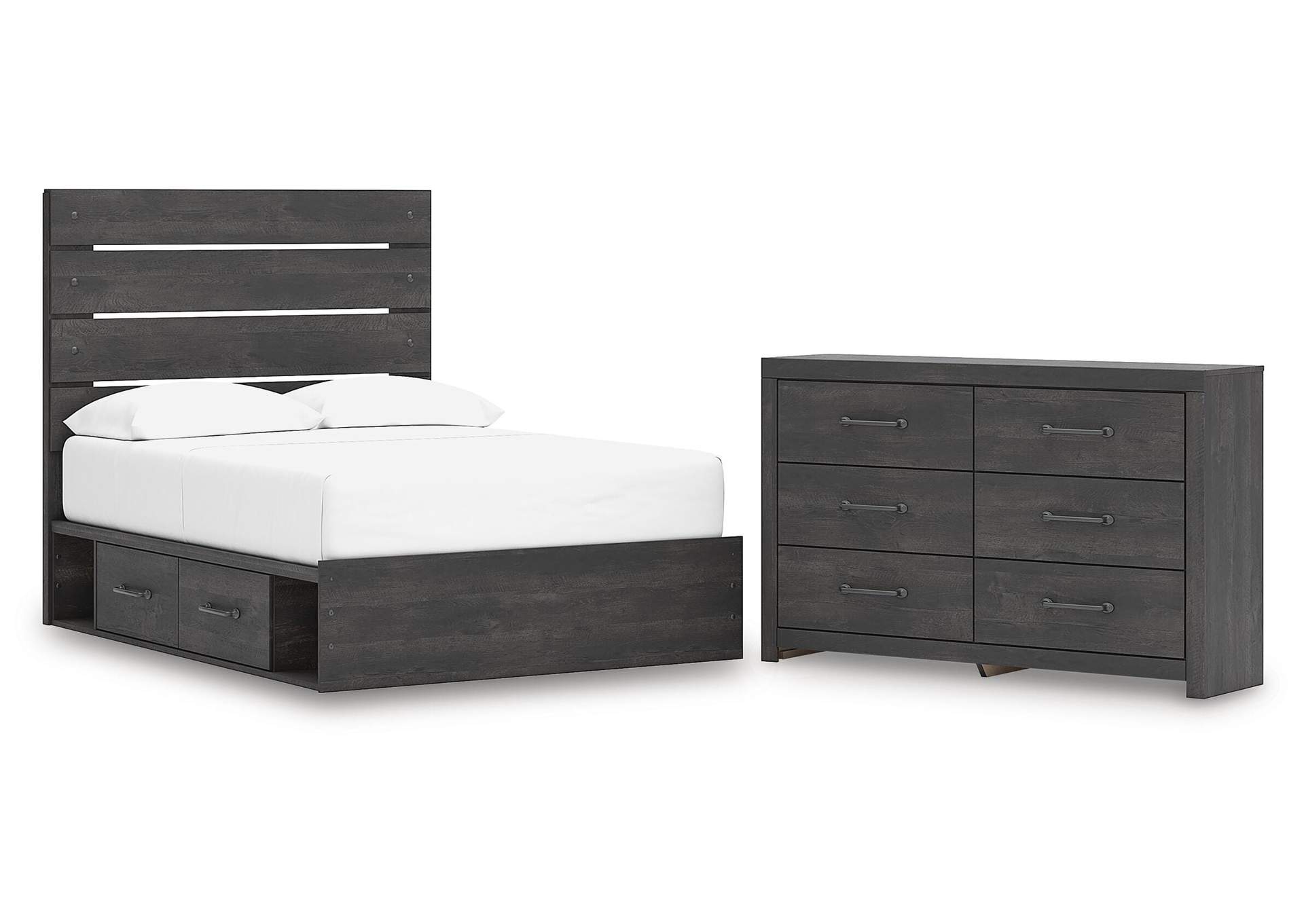 Delmorta Full Panel Bed with Storage and Dresser image 1