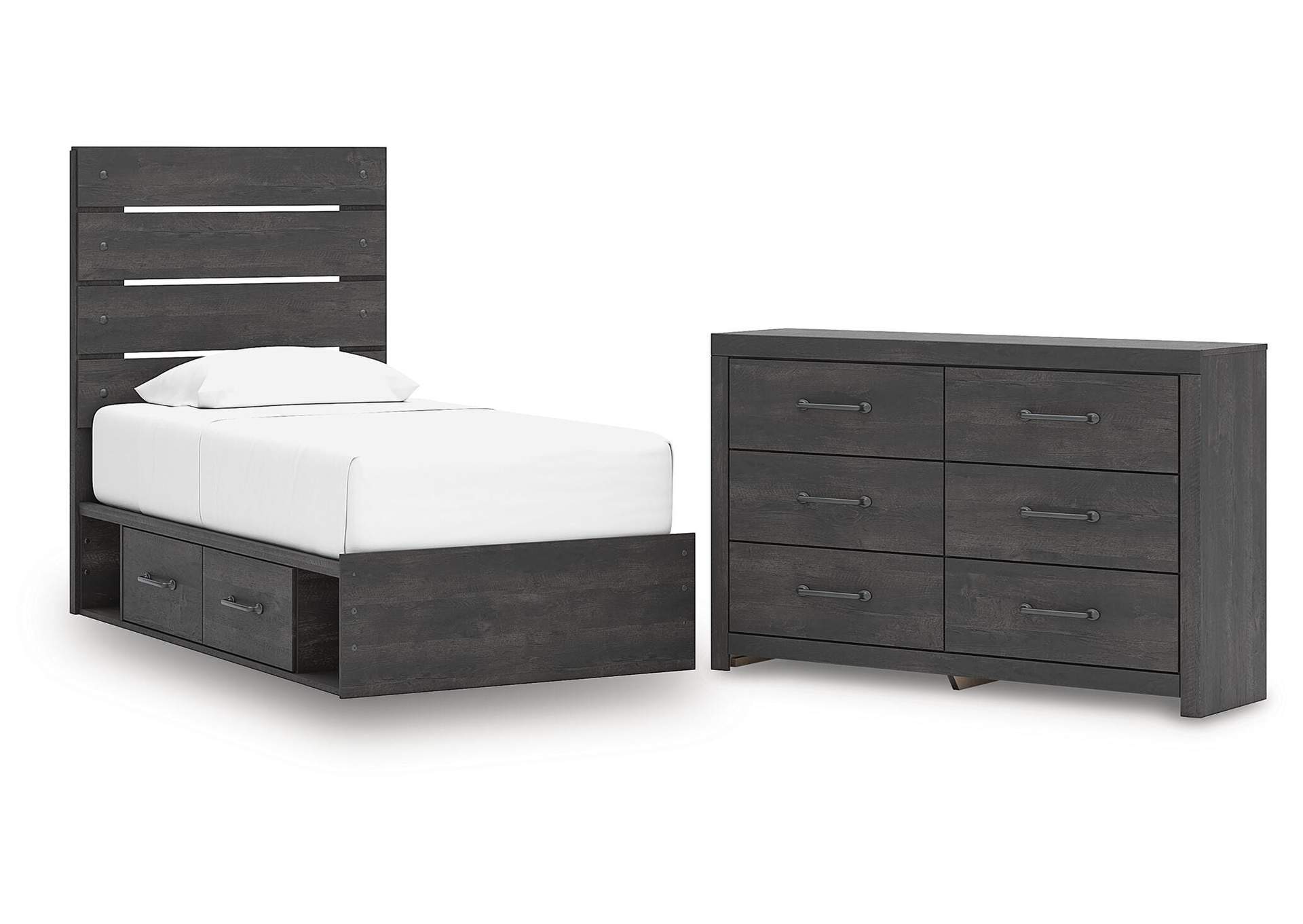 Delmorta Twin Panel Storage Bed and Dresser image 1