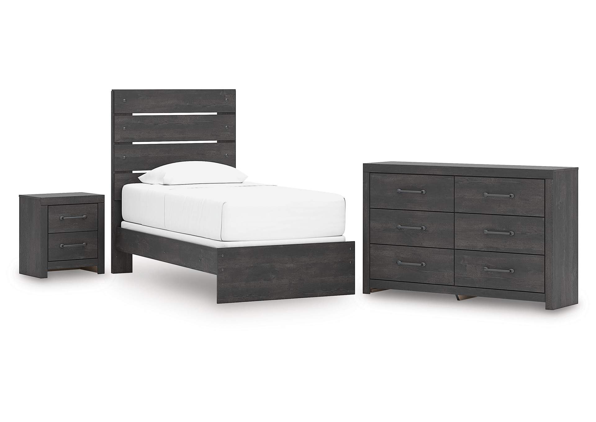 Delmorta Twin Panel Bed, Dresser and Nightstand image 1