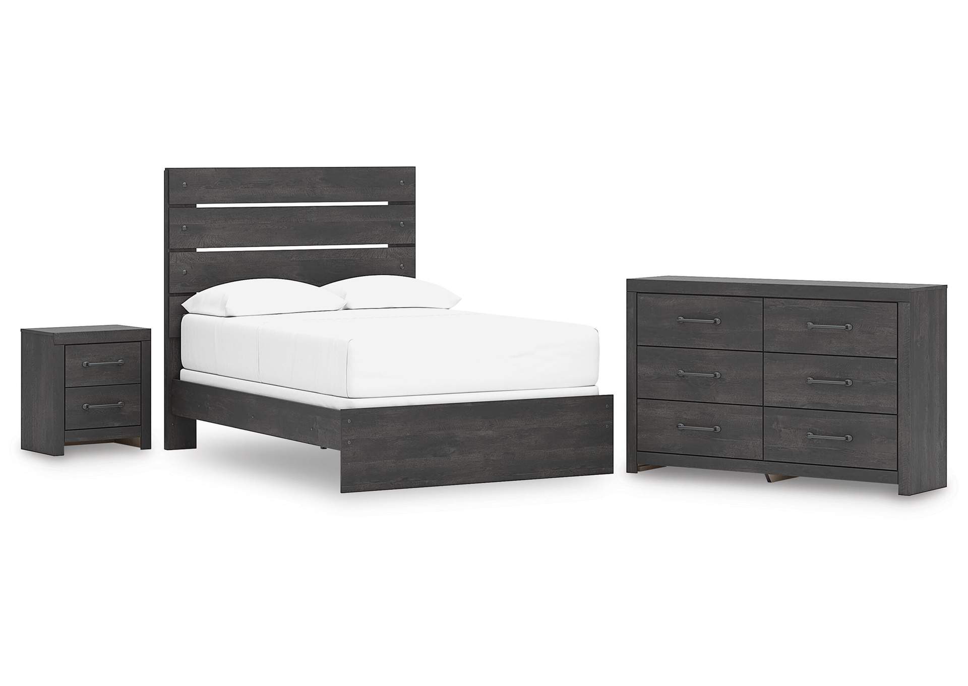 Delmorta Full Panel Bed, Dresser and Nightstand image 1