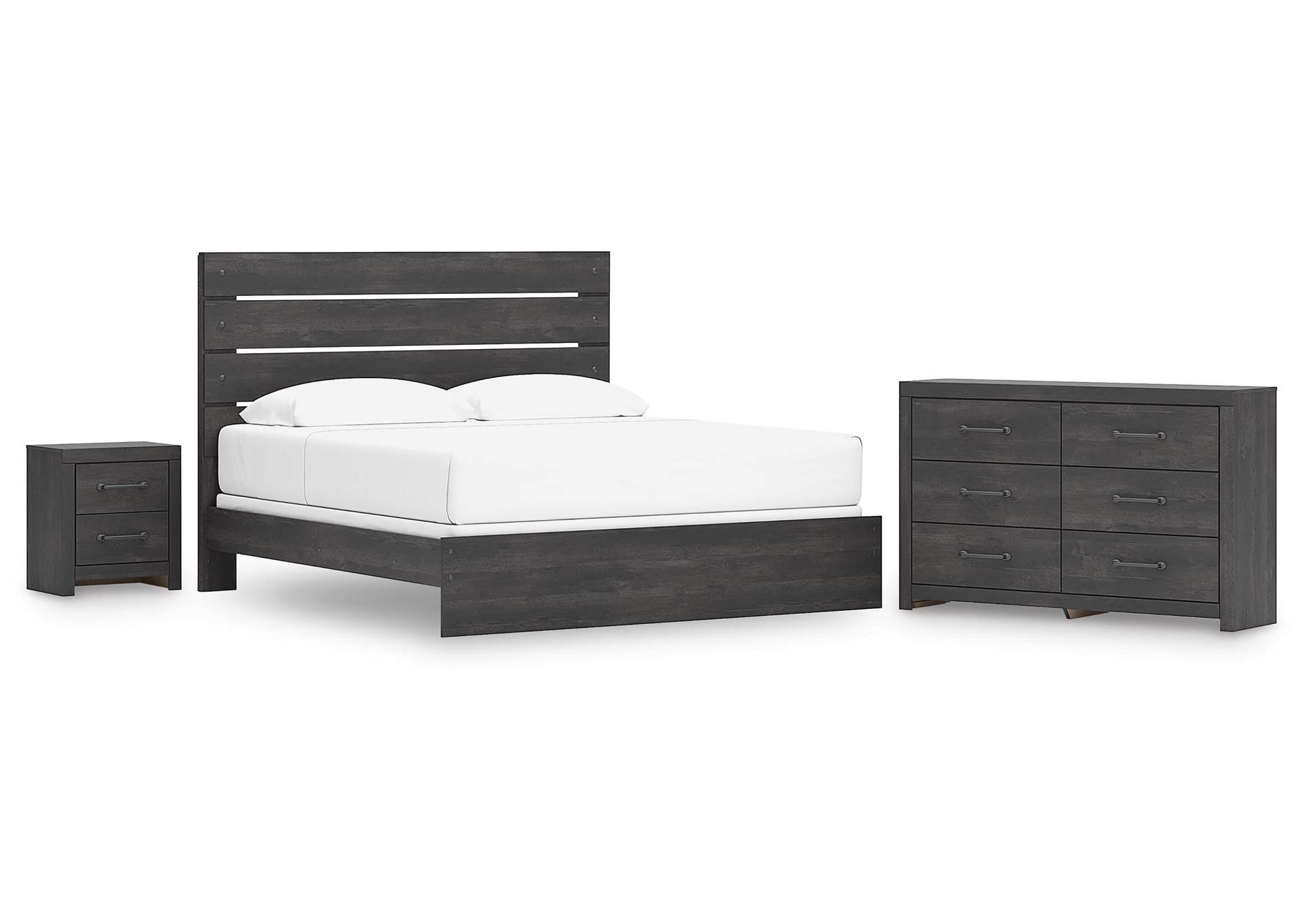 Delmorta King Panel Bed, Dresser and Nightstand image 1
