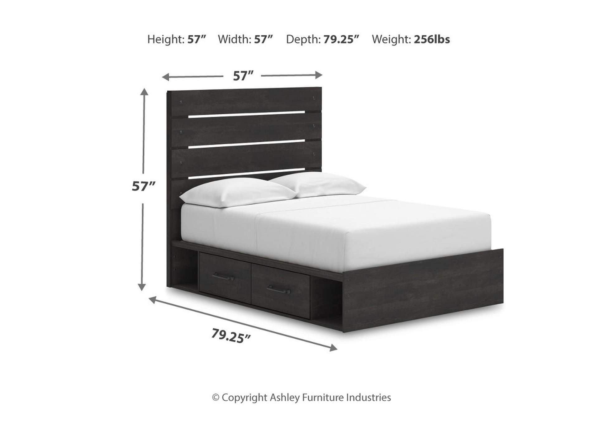 Delmorta Full Panel Bed with Storage with Mirrored Dresser image 11