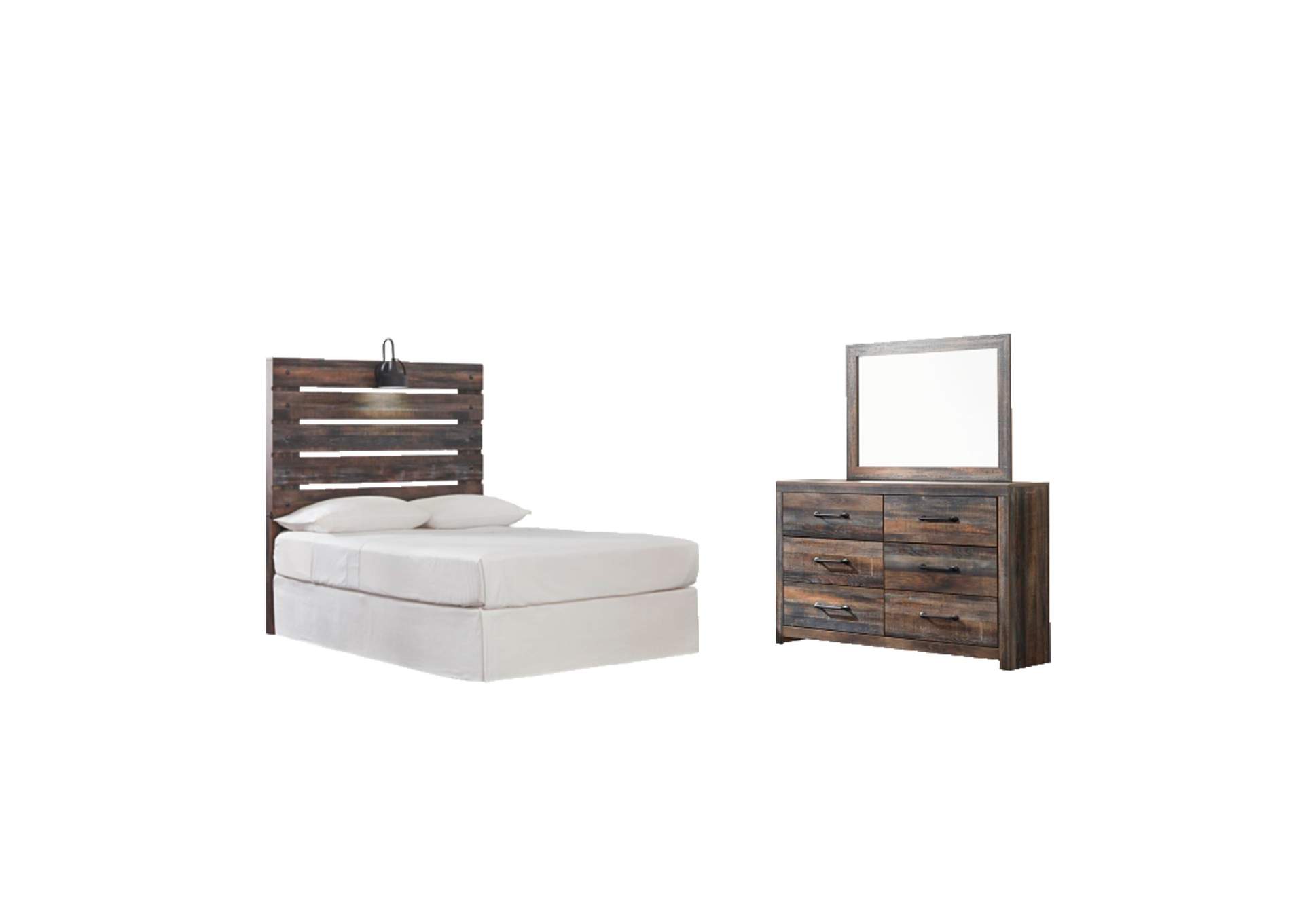 Drystan Twin Panel Headboard Bed with Mirrored Dresser image 1