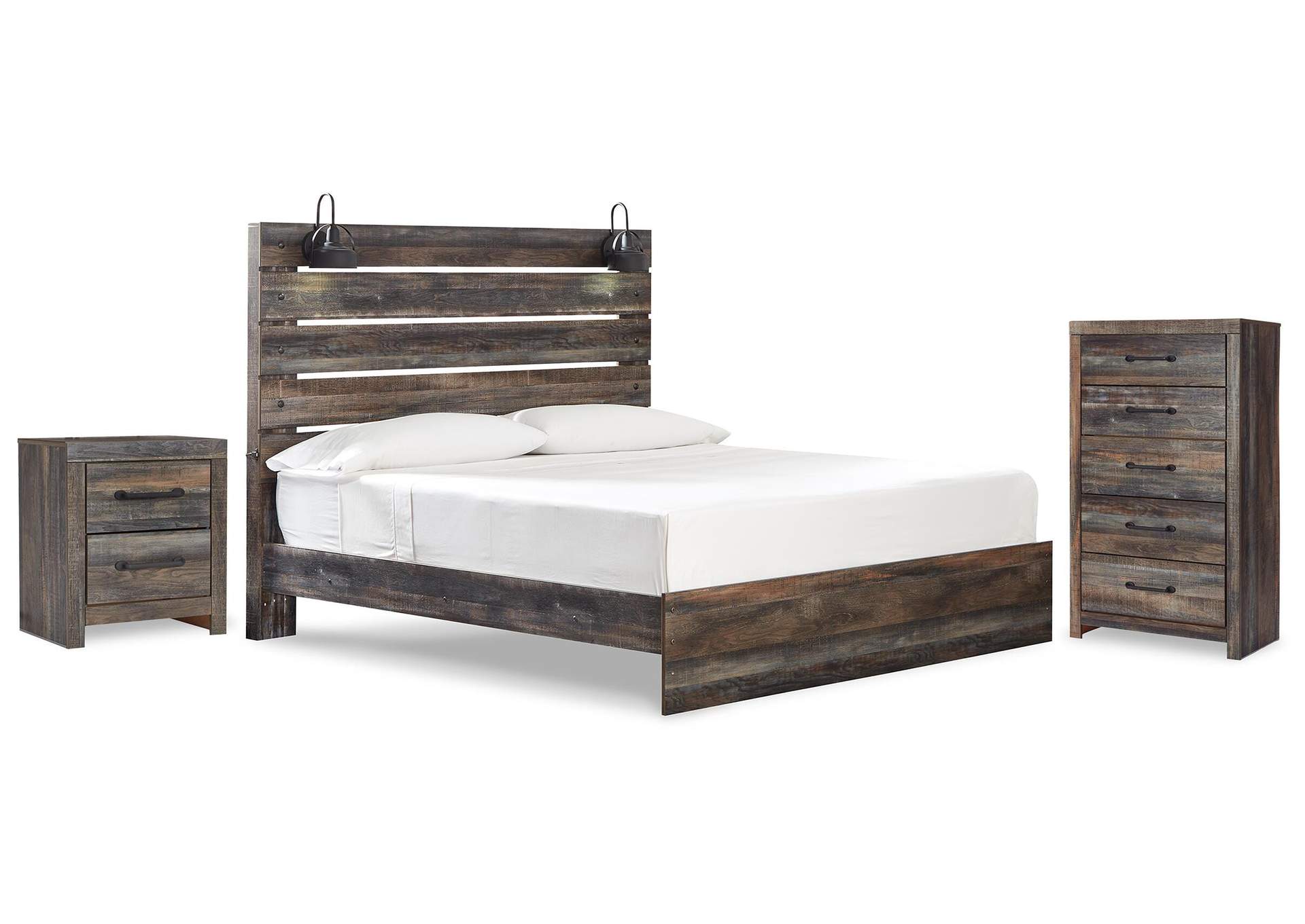 Drystan King Panel Bed with Chest and Nightstand image 1