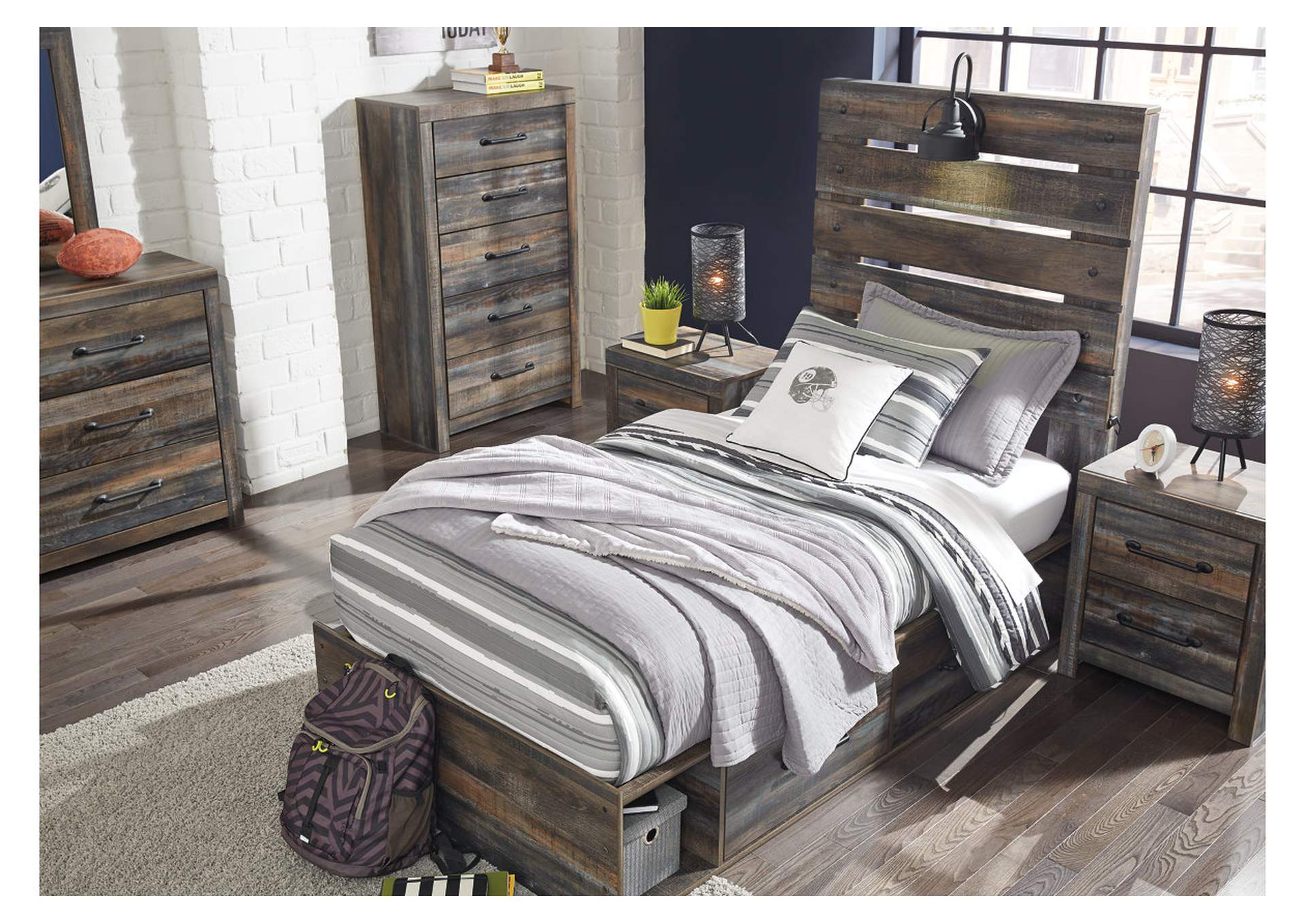 Drystan Twin Panel Bed with 2 Storage Drawers image 10