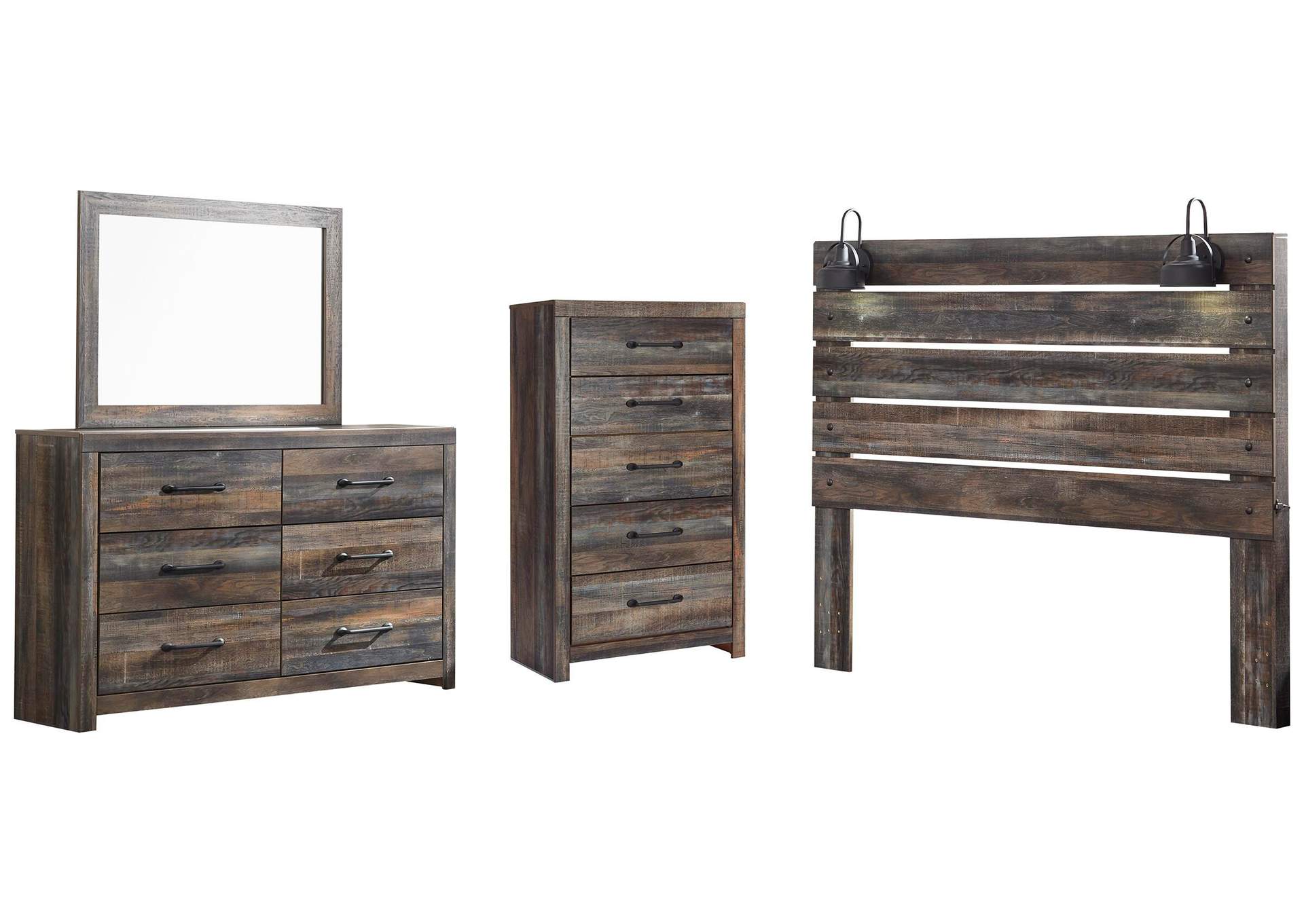 Cambeck King Panel Headboard Bed with Mirrored Dresser and Chest image 12