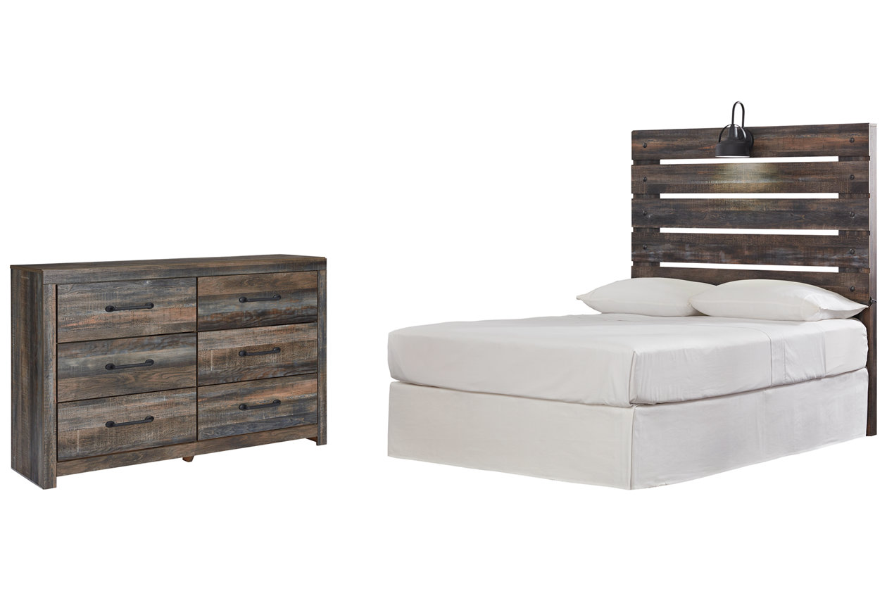 Drystan Full Panel Headboard Bed with Dresser