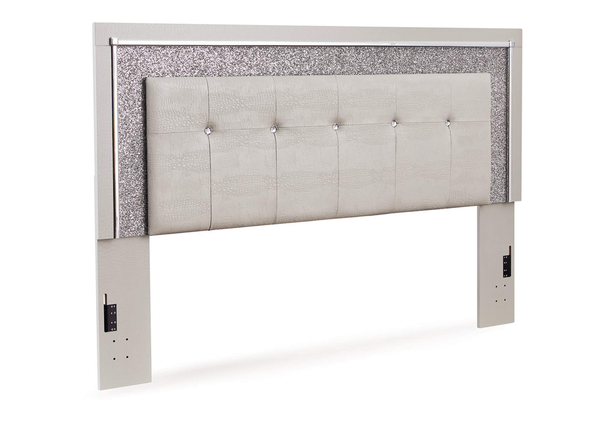 Zyniden Queen Upholstered Panel Headboard with Mirrored Dresser