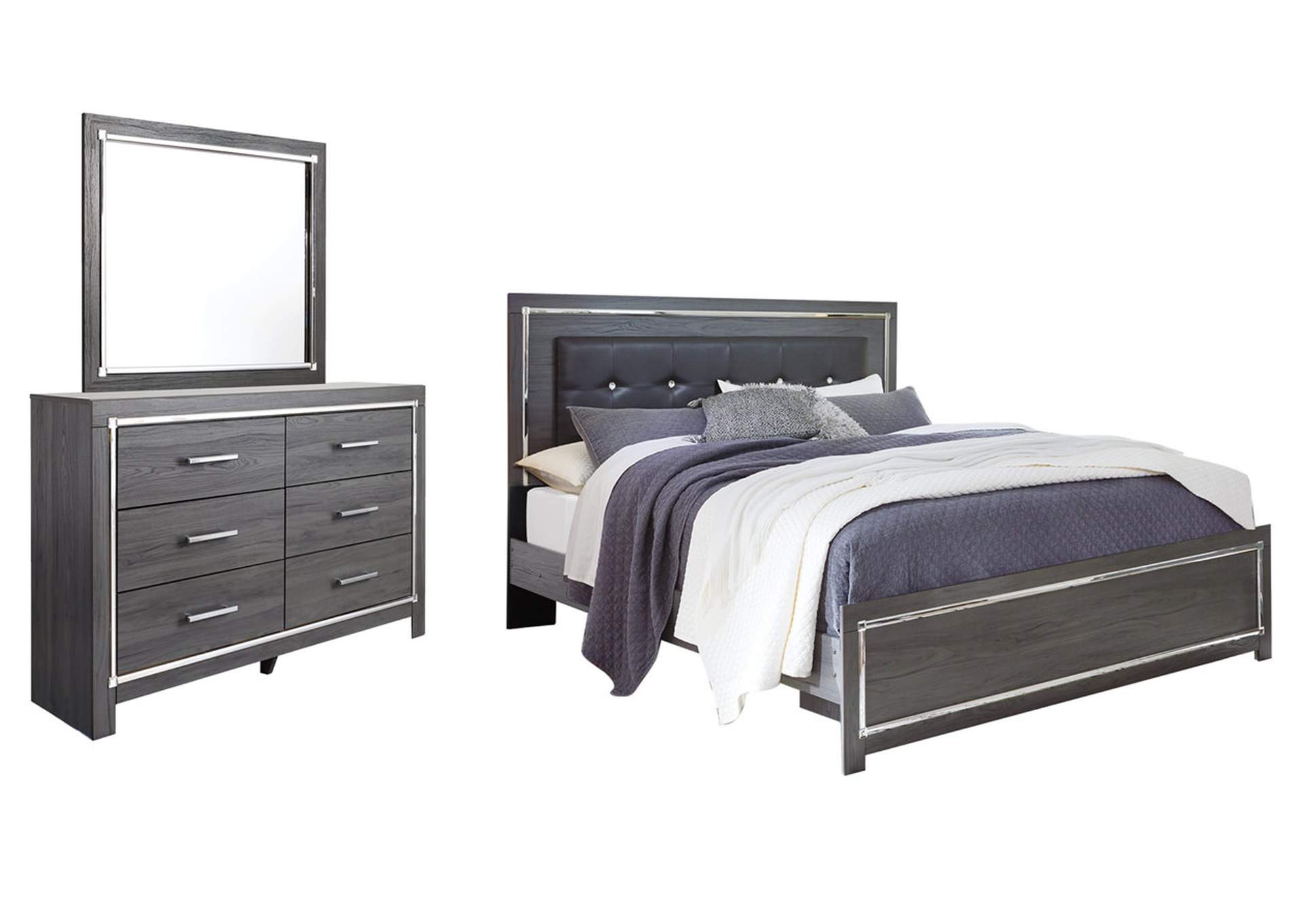 Lodanna King Panel Bed with Mirrored Dresser