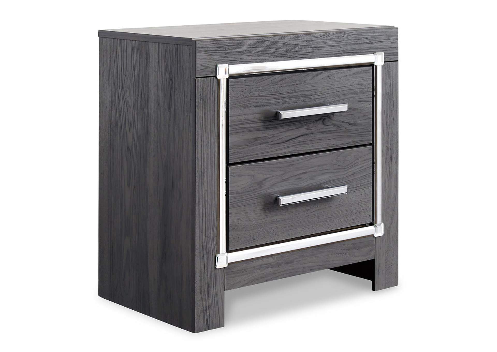 Lodanna King Panel Bed with 2 Storage Drawers with Mirrored Dresser, Chest and Nightstand