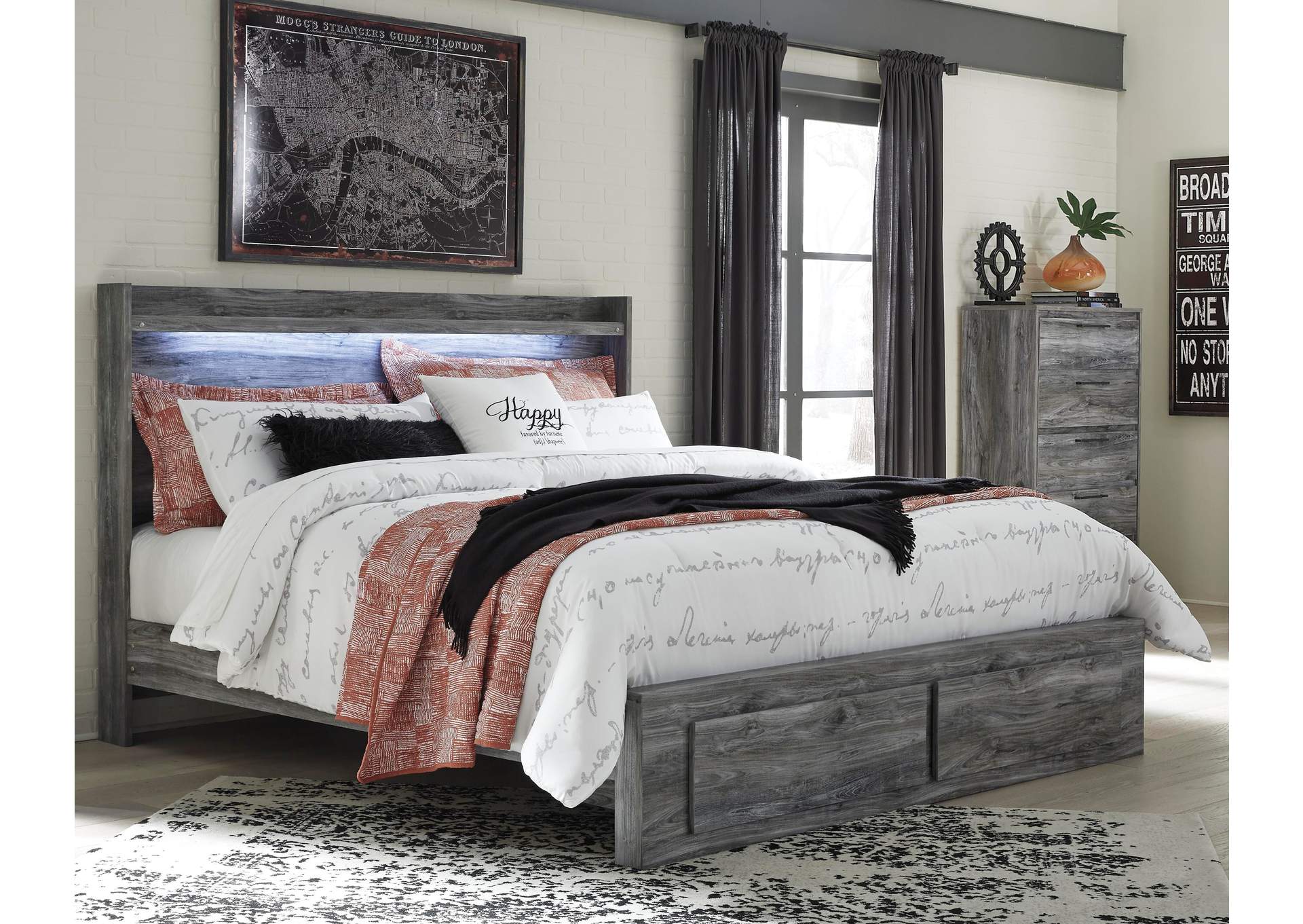 Baystorm King Panel Bed with 2 Storage Drawers and Chest image 1