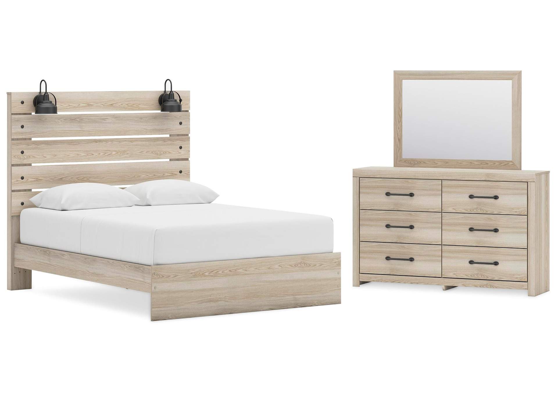 Senbry Queen Panel Bed with Mirrored Dresser image 1
